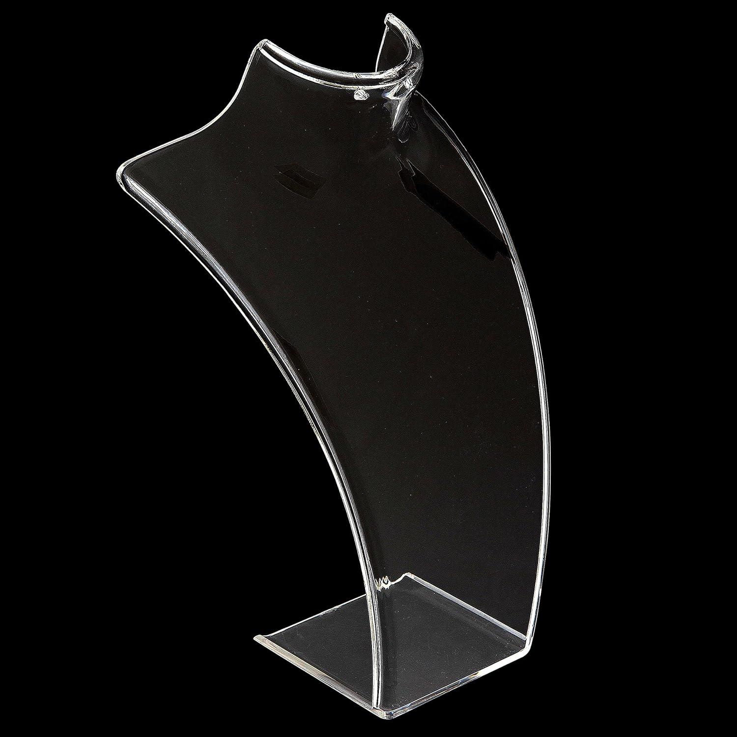 8-Inch Clear Acrylic Necklace & Earring Jewelry 3D Bust Display Stand, Set of 2