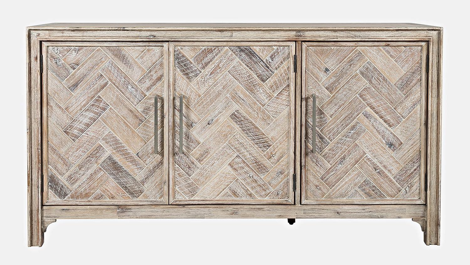 Jofran Gramercy Mid-Century Modern Chevron Three Door 60" Accent Cabinet