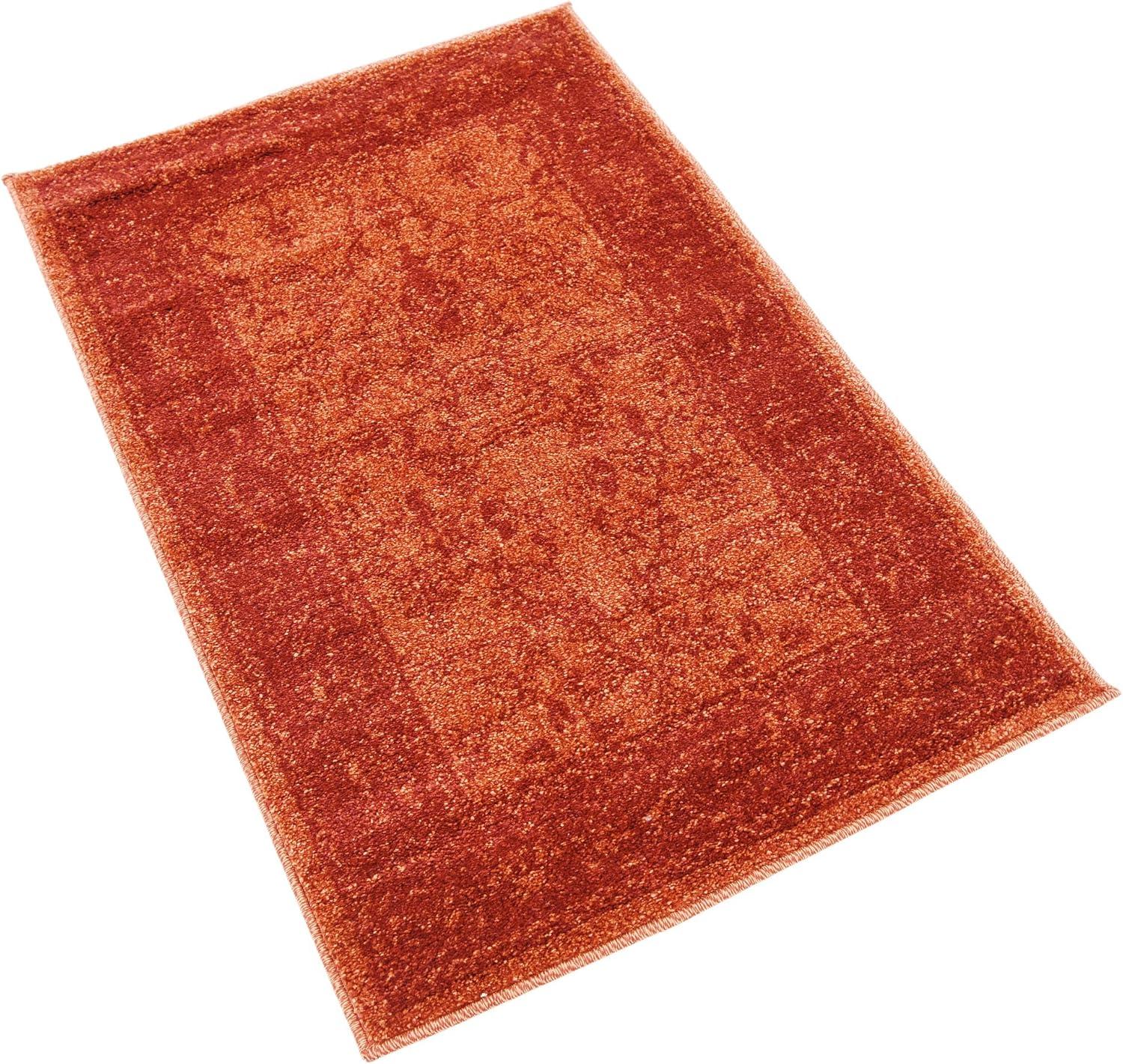 Unique Loom La Jolla Collection Farmhouse, Contemporary, Botanical, Traditional, Vintage Area Rug, 2 ft 2 in x 3 ft, Orange/Burgundy
