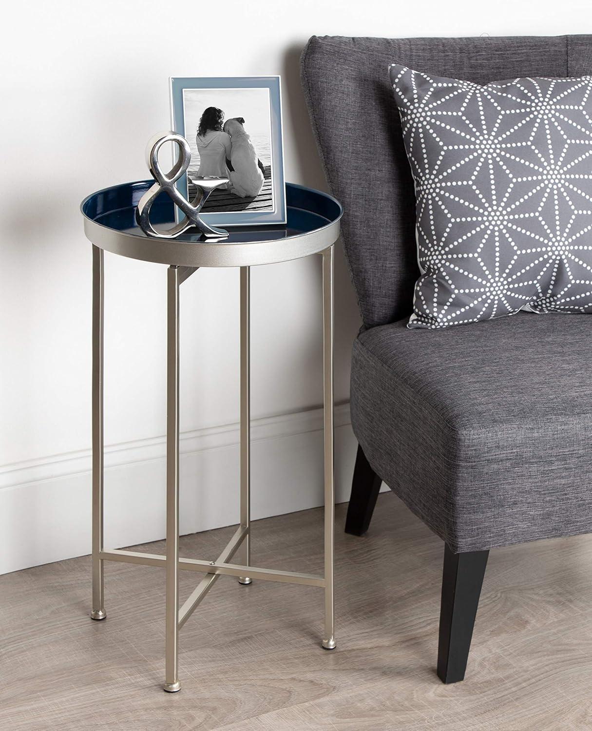 Kate and Laurel Celia Round Metal Foldable Tray Accent Table