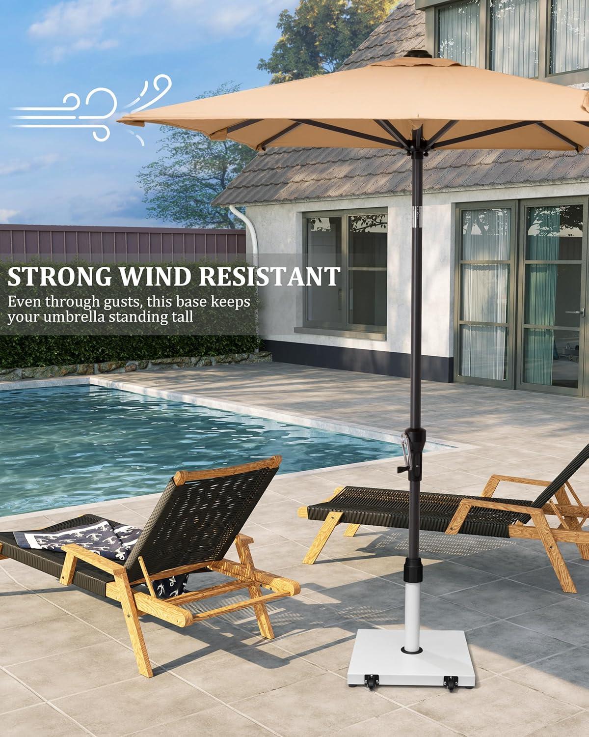45lbs Patio Umbrella Base - Heavy Duty Outdoor Patio Market Umbrella Stand for Deck, Poolside, Balcony, Wind-Resistant Design, Grey