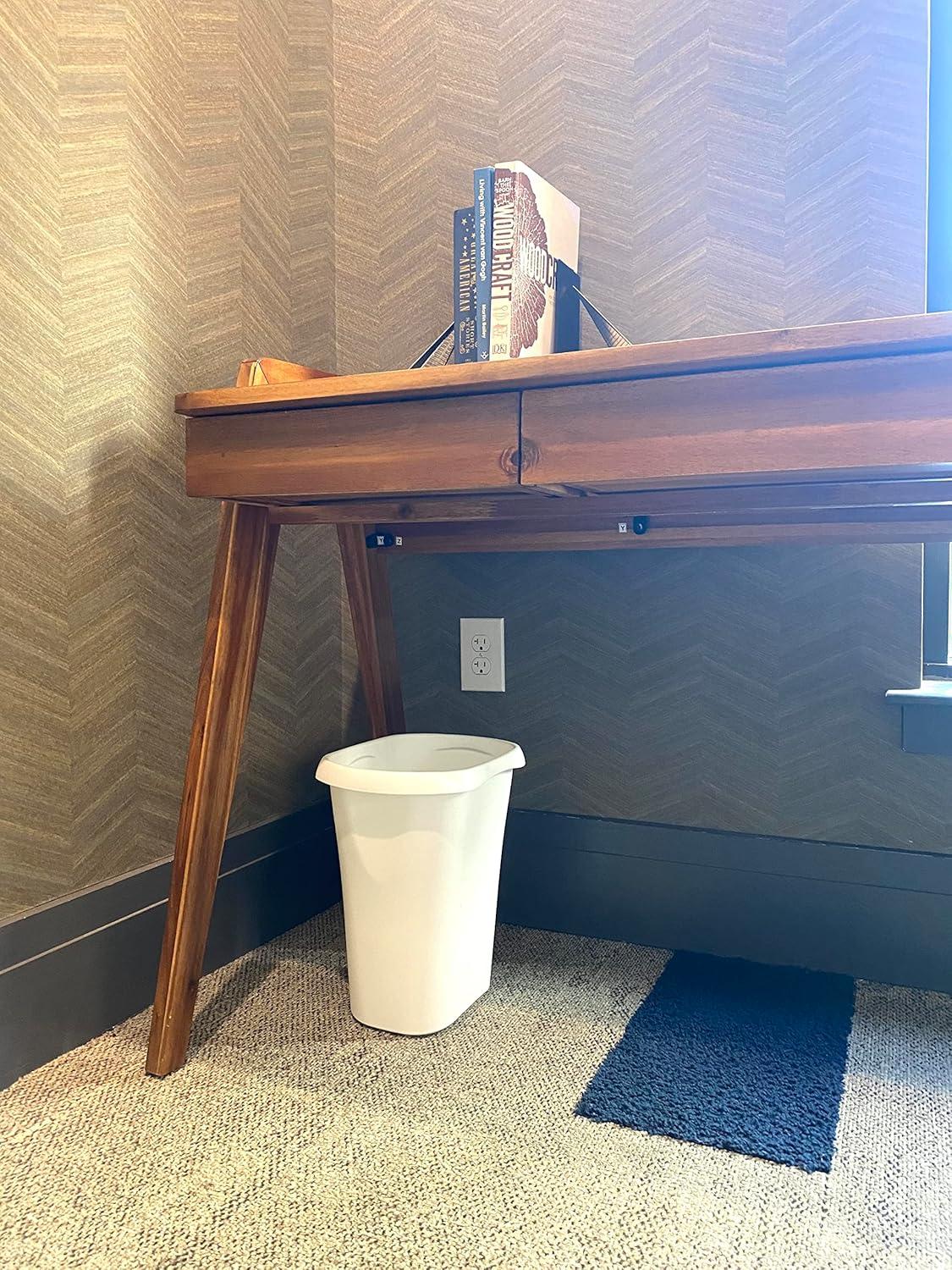 White Rectangular 3-Gallon Plastic Open-Top Trash Can