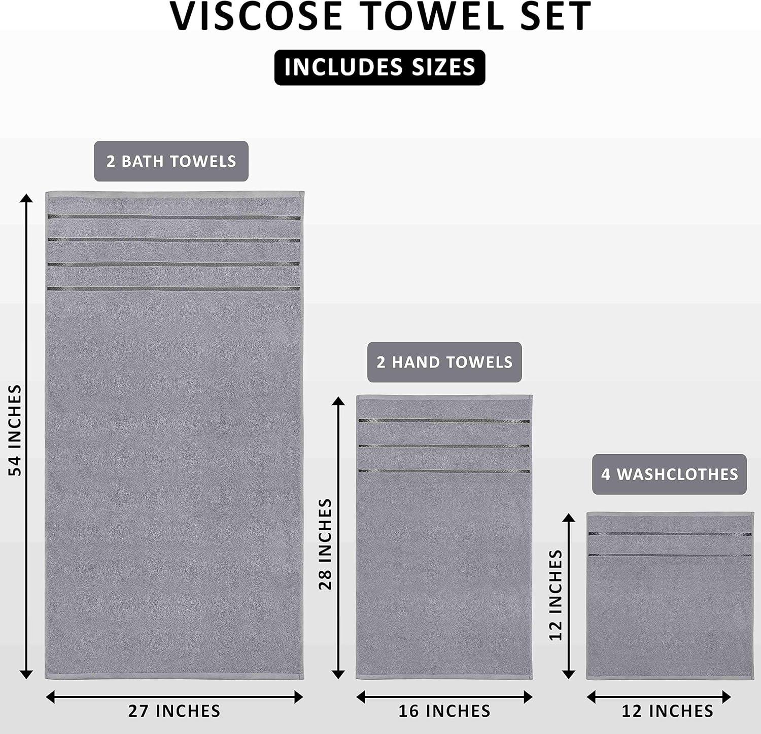 Cool Grey Cotton 8-Piece Luxury Towel Set