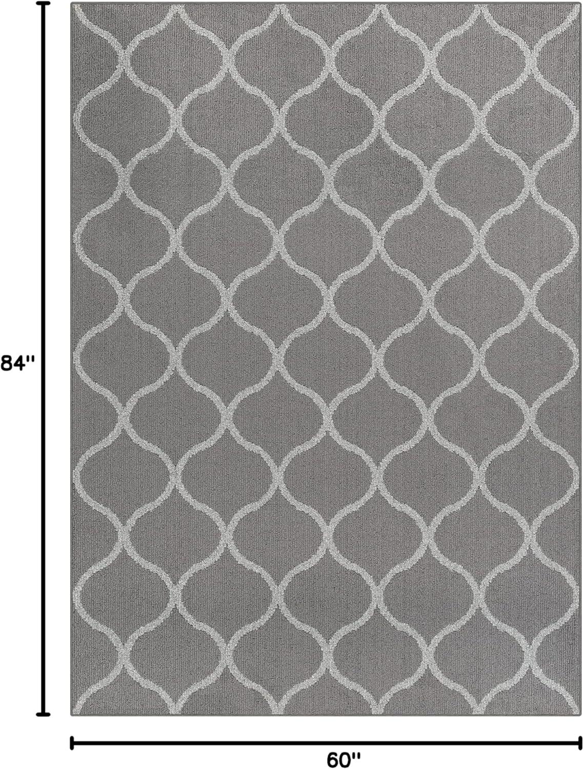 Gray Tufted Washable Synthetic 5' x 7' Area Rug