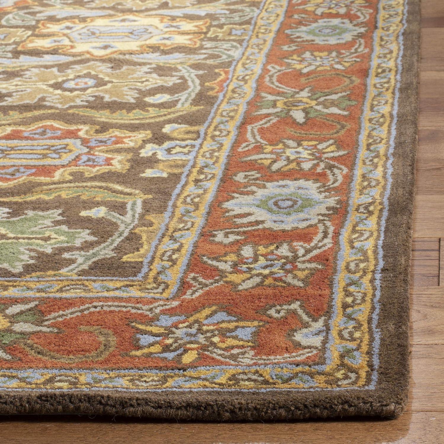 SAFAVIEH Heritage Giles Traditional Wool Area Rug, Chocolate/Tangerine, 4' x 6'