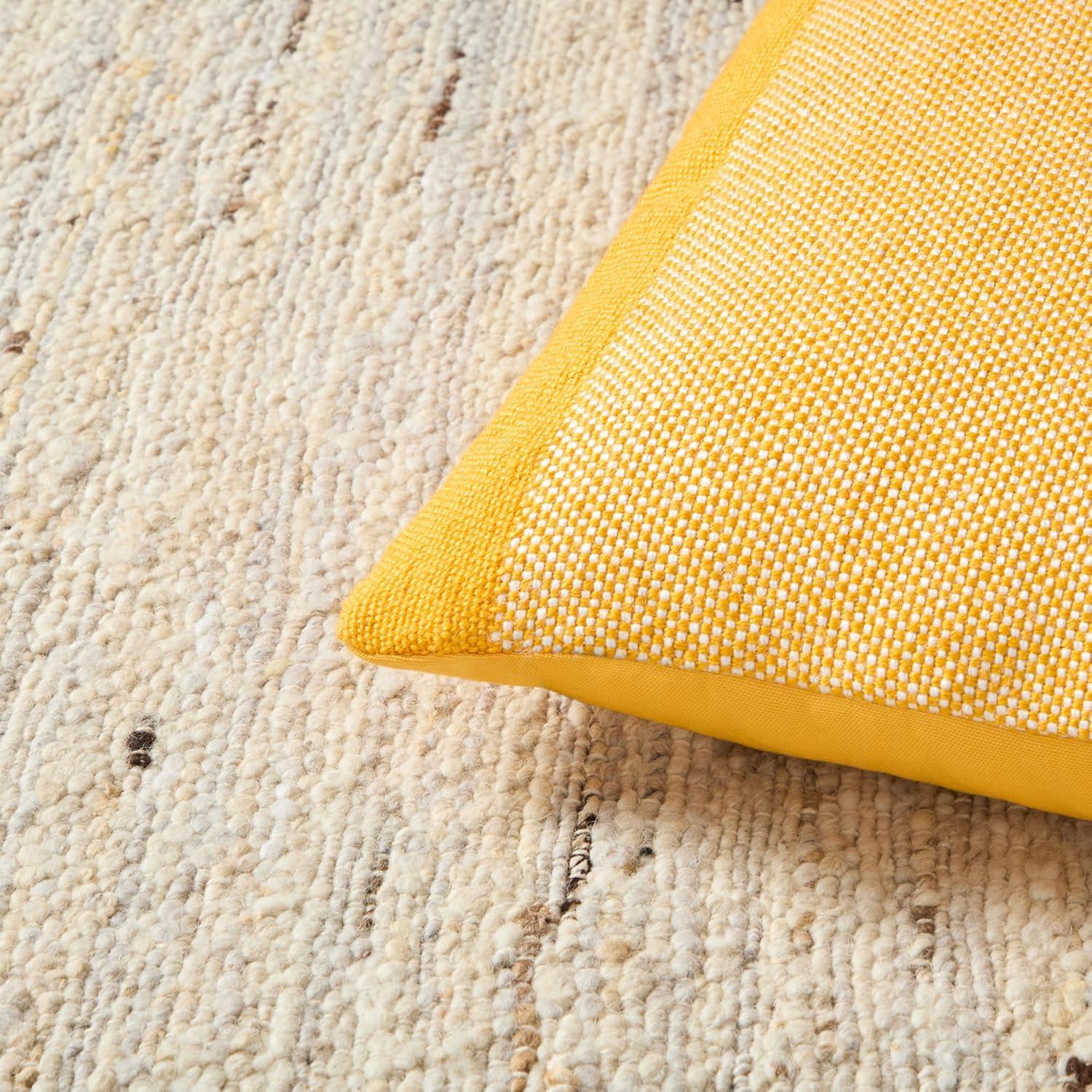 Yellow and Ivory Recycled Material Indoor/Outdoor Pillow