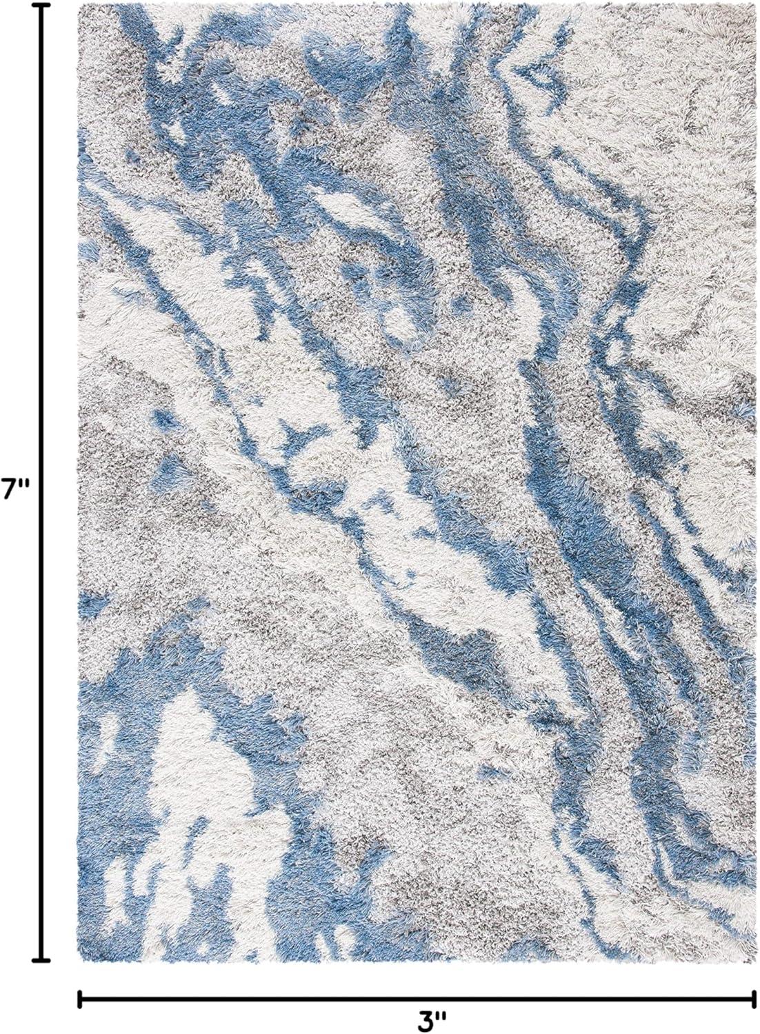Horizon Shag 800 HZN890 Machine Made Area Rug - 5'3"x7'7" - Grey/Blue - Safavieh