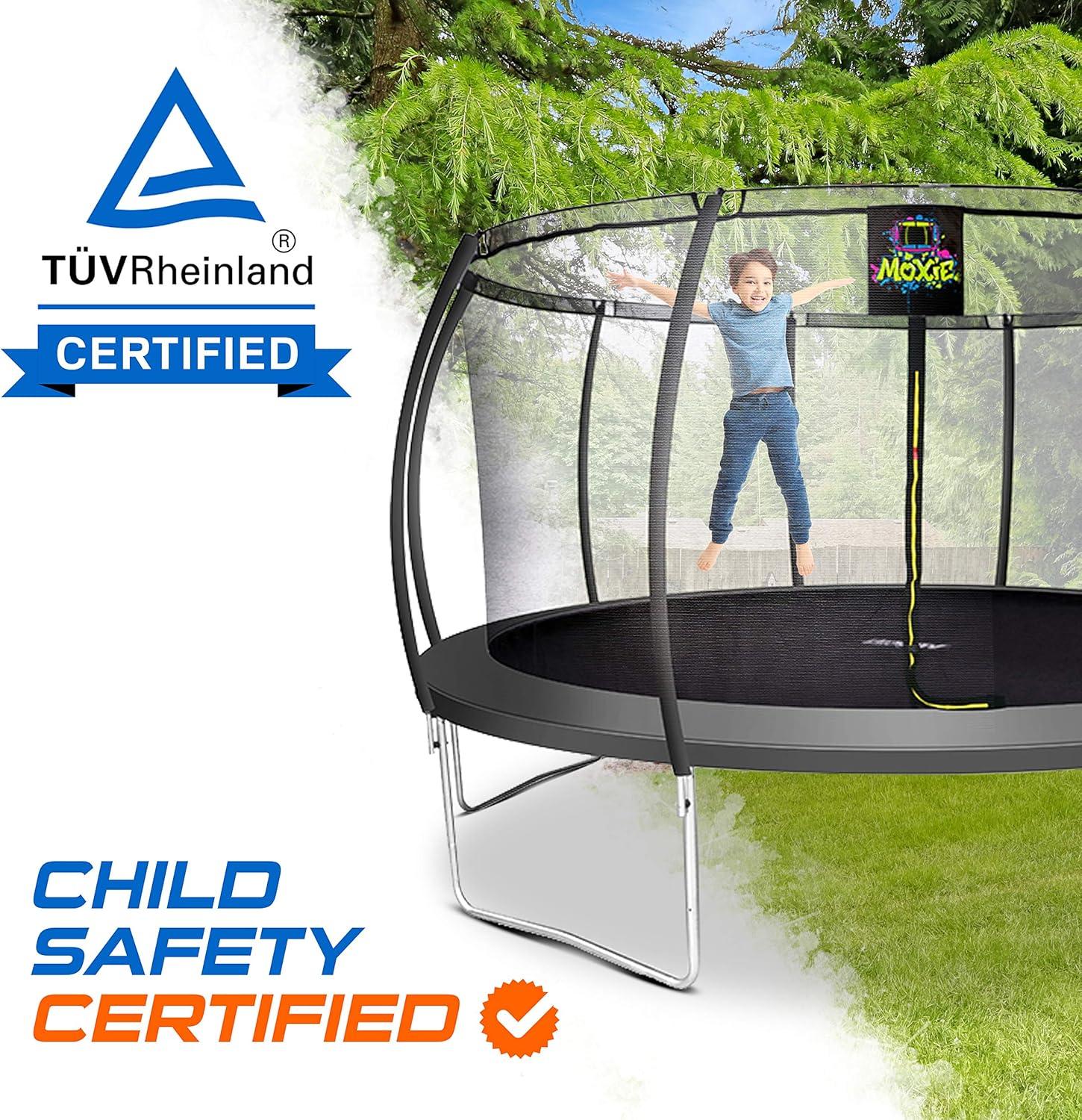 Machrus Moxie Pumpkin-Shaped Outdoor Trampoline Set with Premium Top-Ring Frame Safety Enclosure, 15 FT - Charcoal