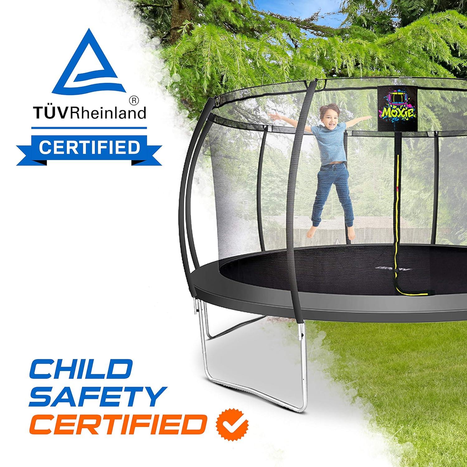 Moxie Machrus Moxie Pumpkin-Shaped Outdoor Trampoline Set with Top-Ring Frame Safety Enclosure, 15 FT