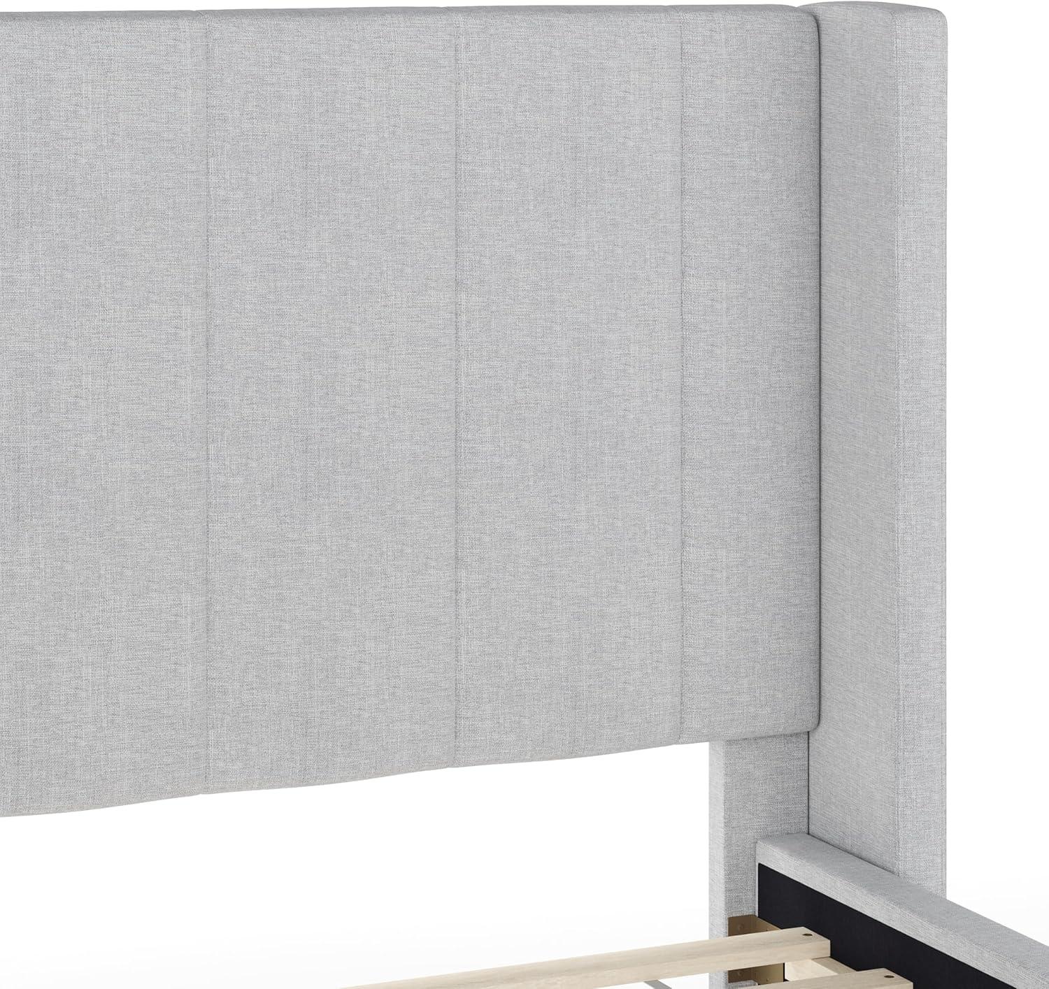 Martha Stewart Kay Upholstered Platform Bed With Channel Stitched Wingback Headboard