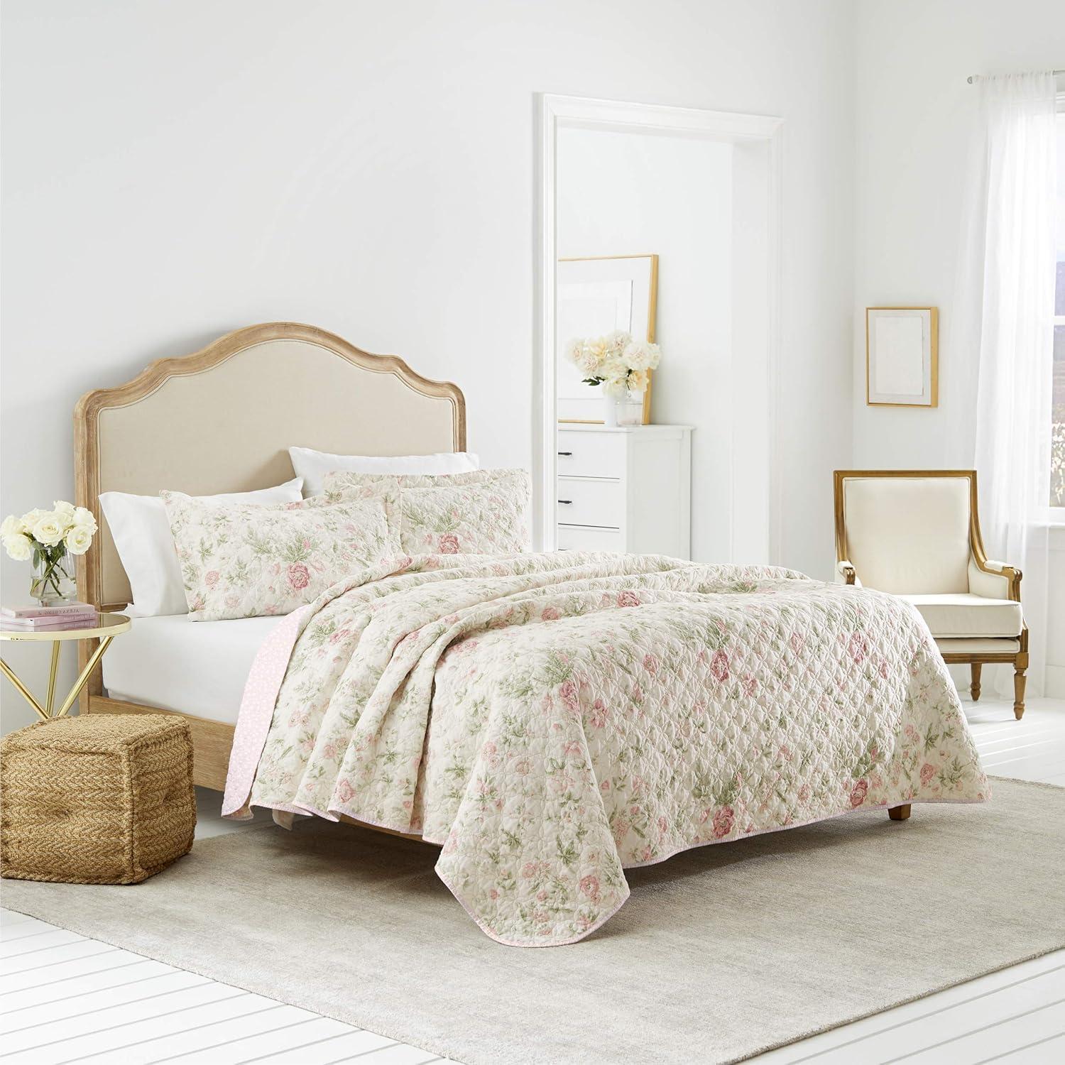 Laura Ashley Breezy Floral Quilt Sham Set Pink