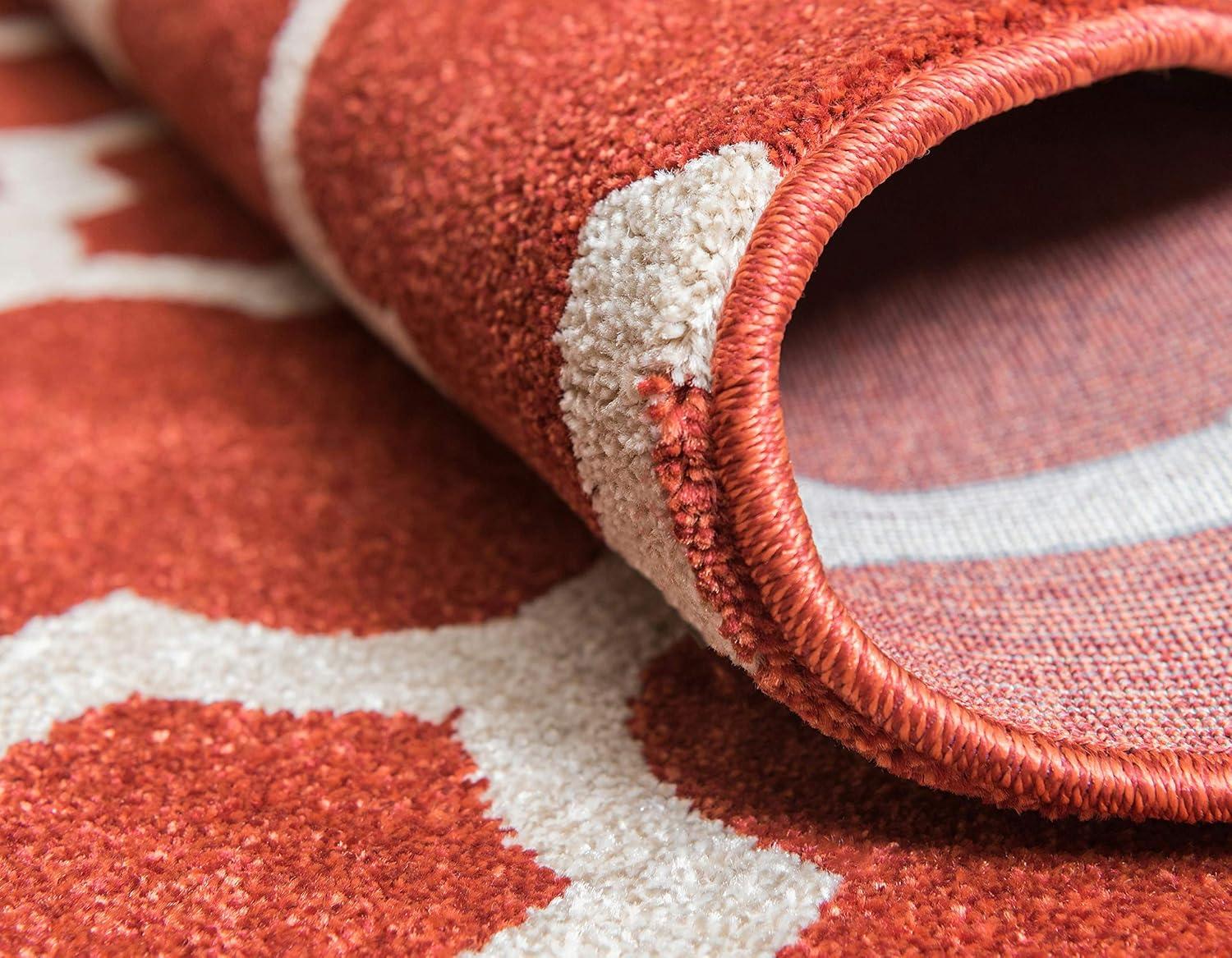 Elegant Terracotta Trellis 7' x 10' Indoor Rug - Stain-resistant and Easy Care