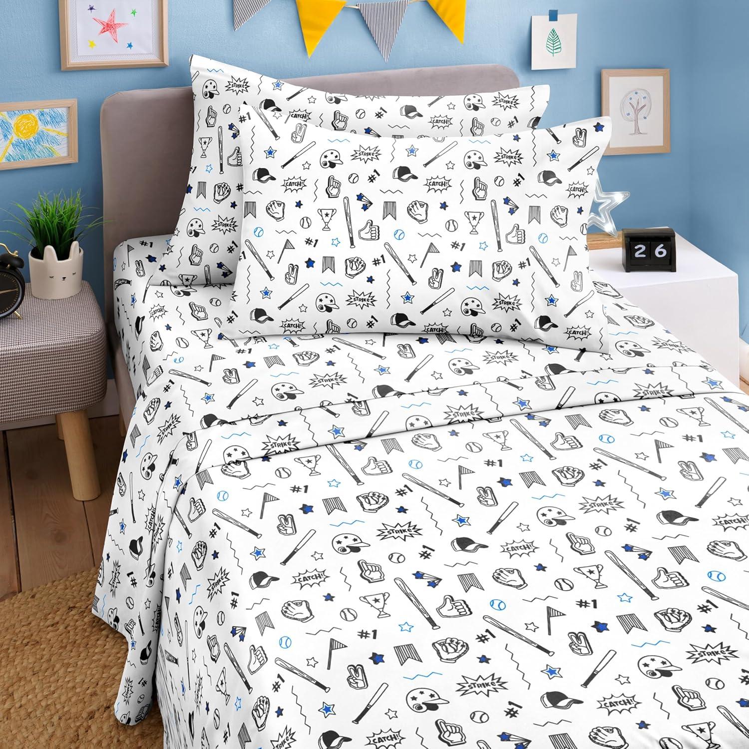 4 Piece Kids Microfiber Sheet Set - Wrinkle Free - Cute, Cozy, Soft