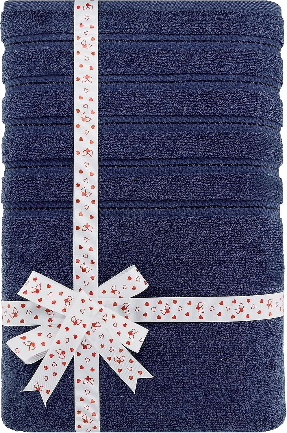 American Soft Linen Luxury 35x70 Jumbo Large Bath Towel, 100% Cotton Turkish Bath Towel Sheet, Navy Blue