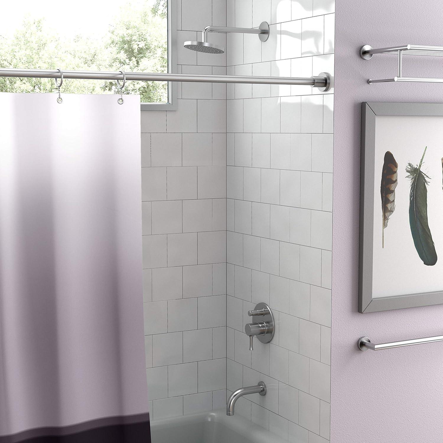 Minimalist 60" Straight Fixed Shower Curtain Rod | Wall Mount Solid Brass Shower Rod