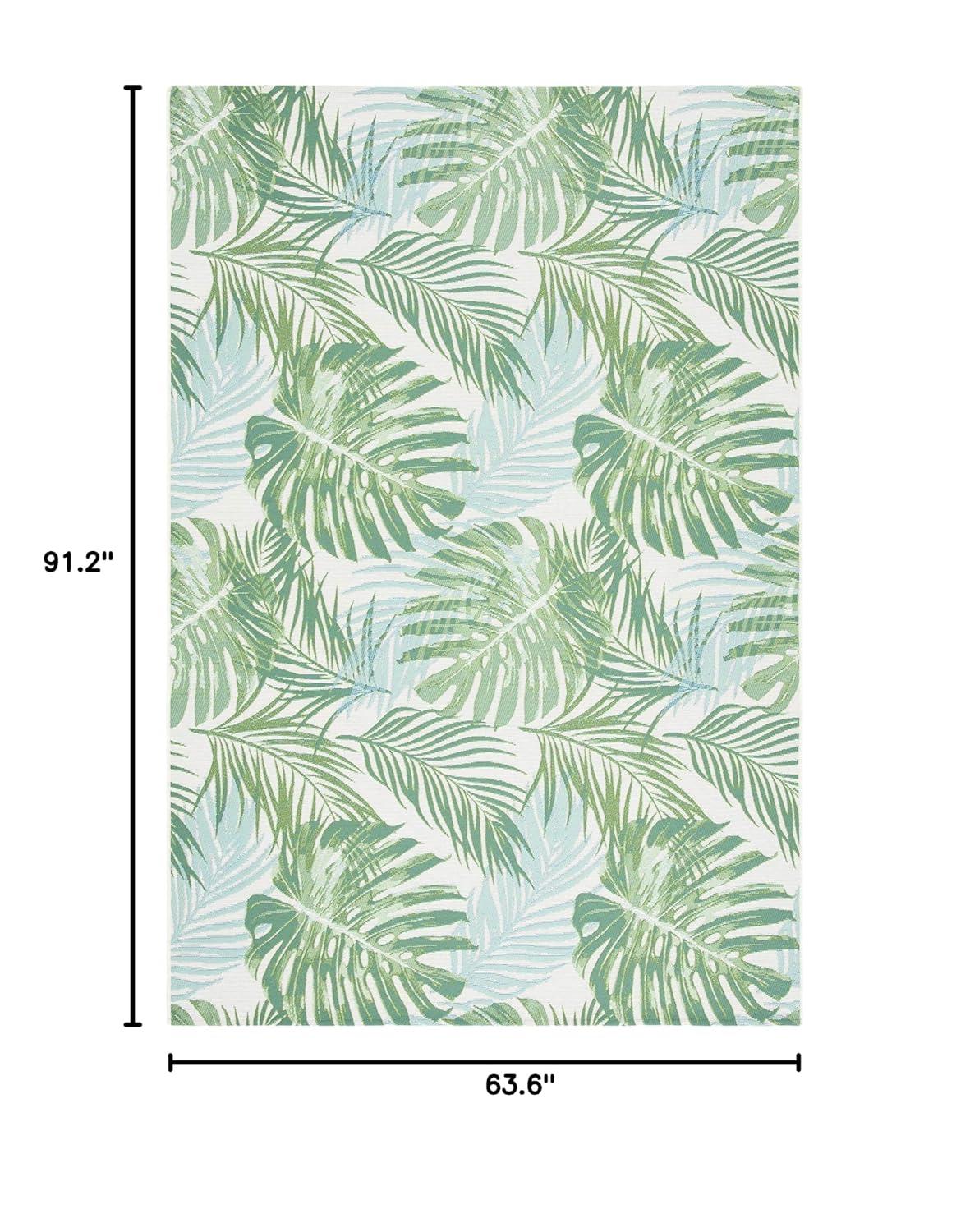 Barbados BAR592 Power Loomed Indoor/Outdoor Area Rug - Green/Teal - 5'3"x7'6" - Safavieh.