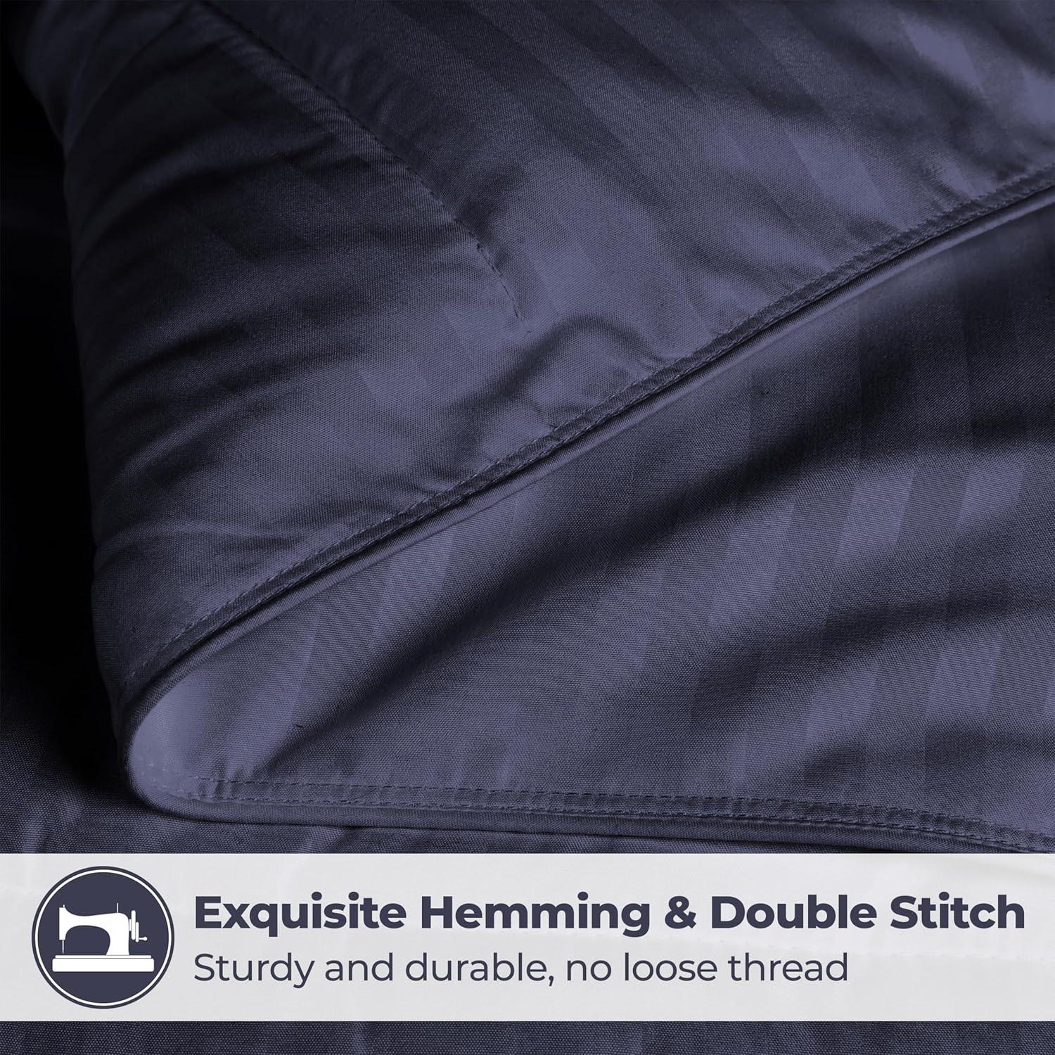 Superior Striped Reversible Box-Quilt Brushed Microfiber Medium Weight Down Alternative Comforter