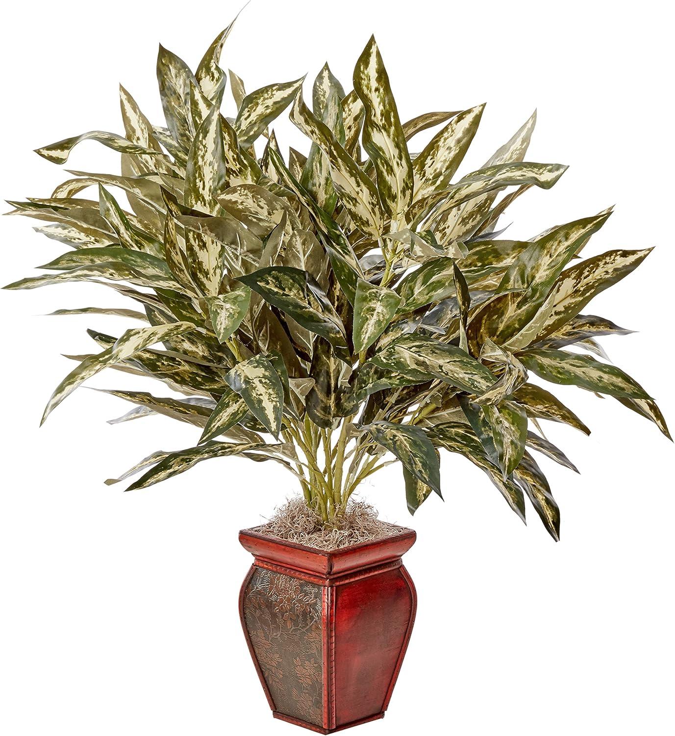 Elegant 30" Aglaonema Silk Plant with Decorative Two-Tone Vase