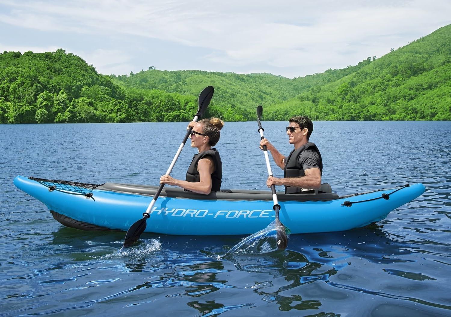 Hydro-Force Blue and Gray 2-Person Inflatable Kayak Set