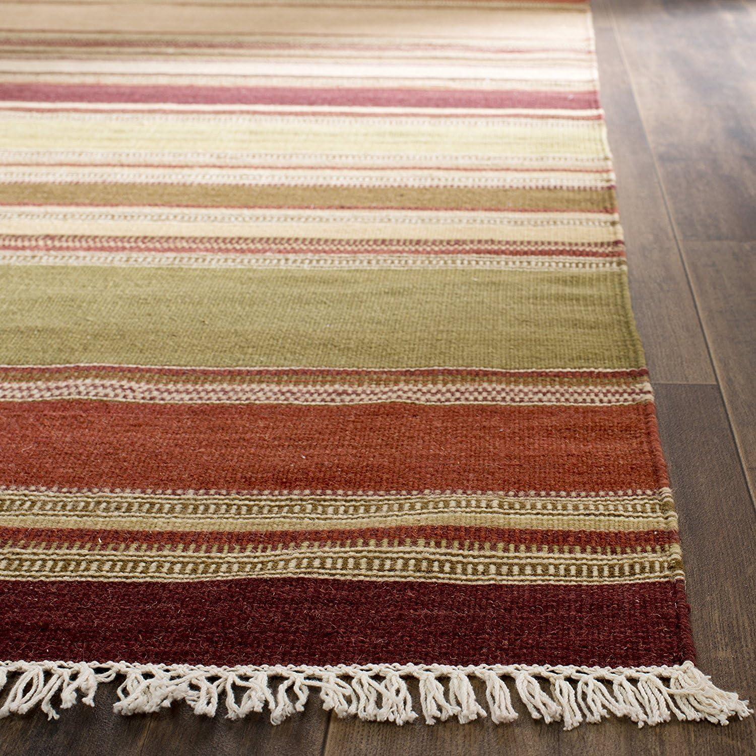Striped Kilim STK313 Hand Woven Indoor Area Rug - Red - 4'x6' - Safavieh.