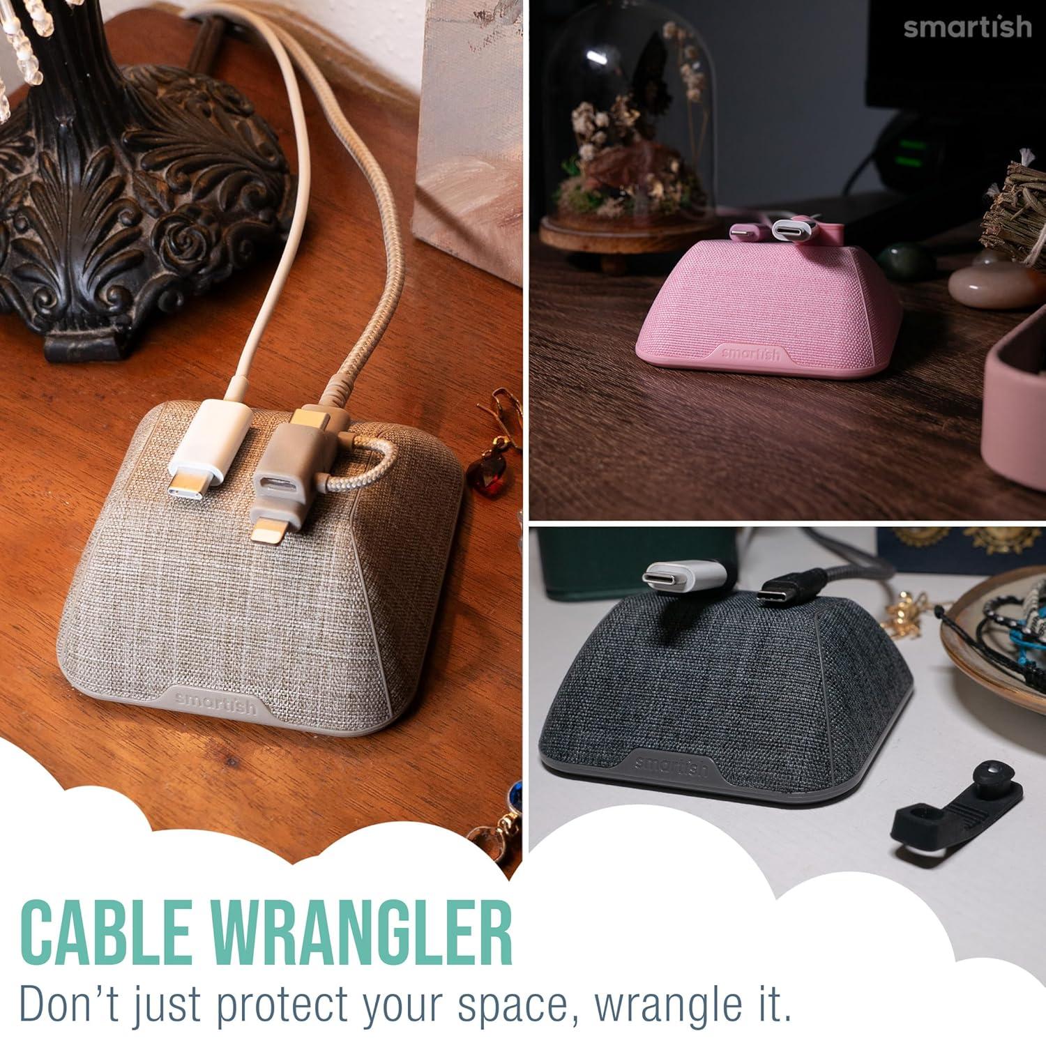 Smartish Magnetic Cord Holder - Cable Wrangler Organizer with Magnet Clips for Charger Management on Desktop, Nightstand, or Side Table - No. 2 Pencil Gray