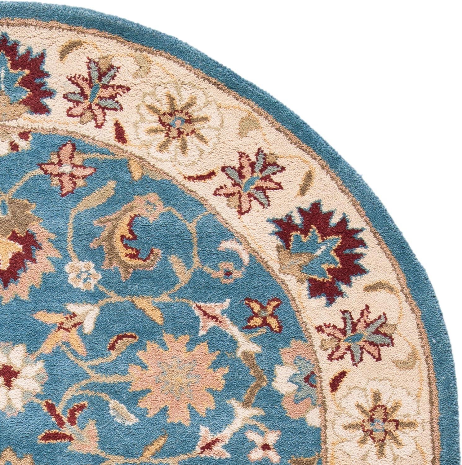 SAFAVIEH Antiquity Anderson Traditional Floral Wool Area Rug, Blue/Beige, 4'6" x 6'6" Oval