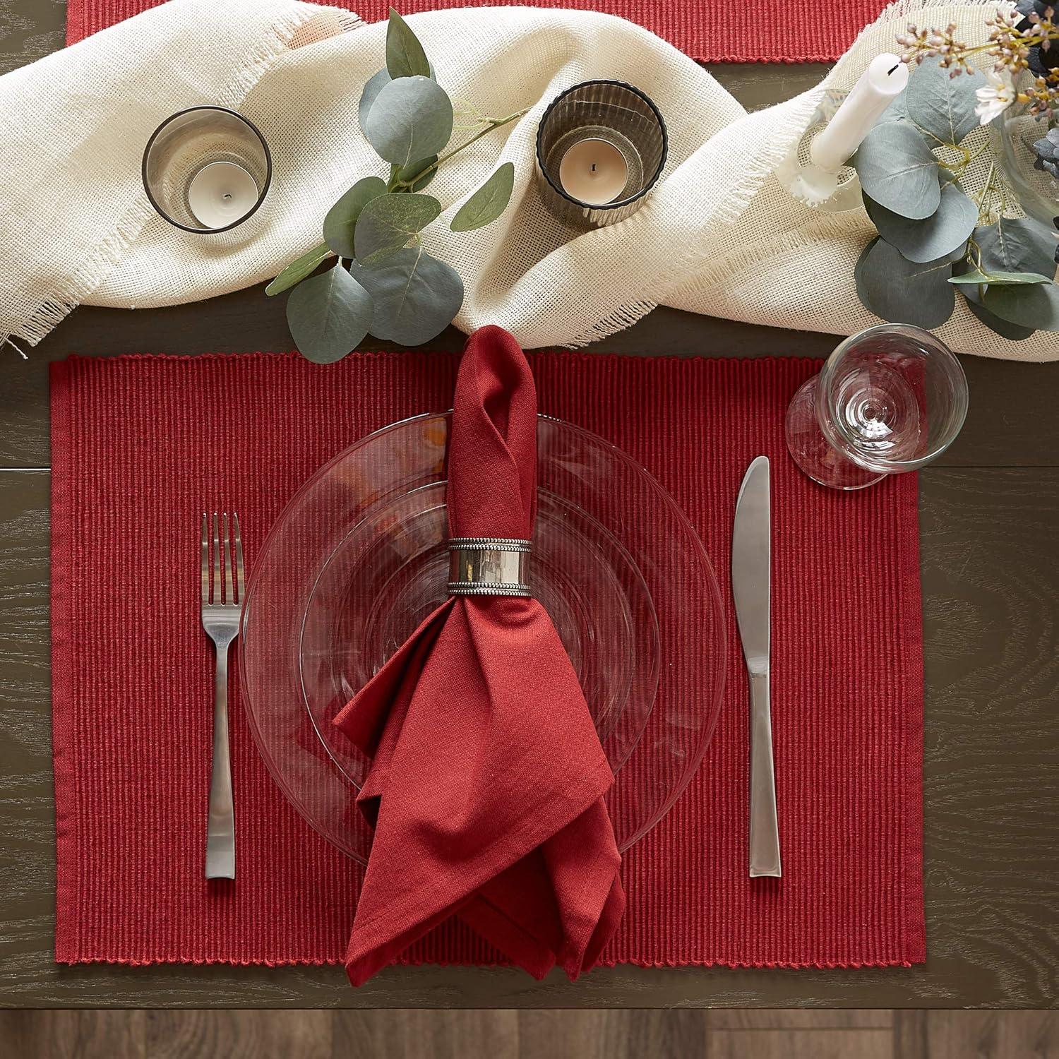 Barn Red Ribbed Placemat Set/6