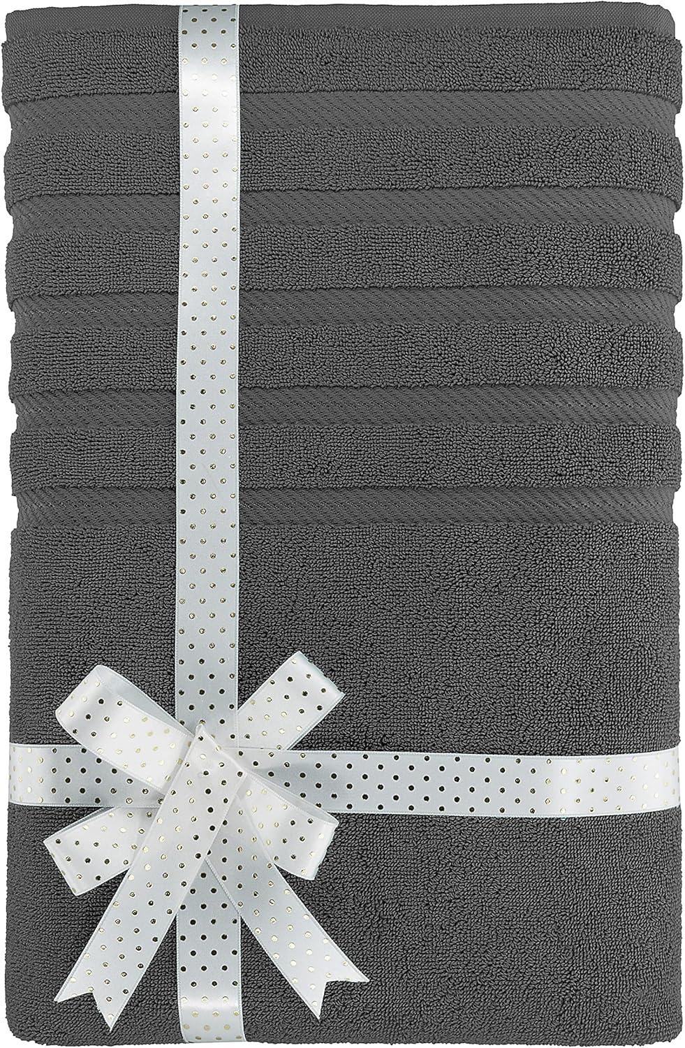 American Soft Linen 35x70 Jumbo Large Bath Towels, 600 GSM 100% Cotton Turkish Bath Sheet, Oversized Luxury Bath Towels for Bathroom Beach and Pool, Dark Gray