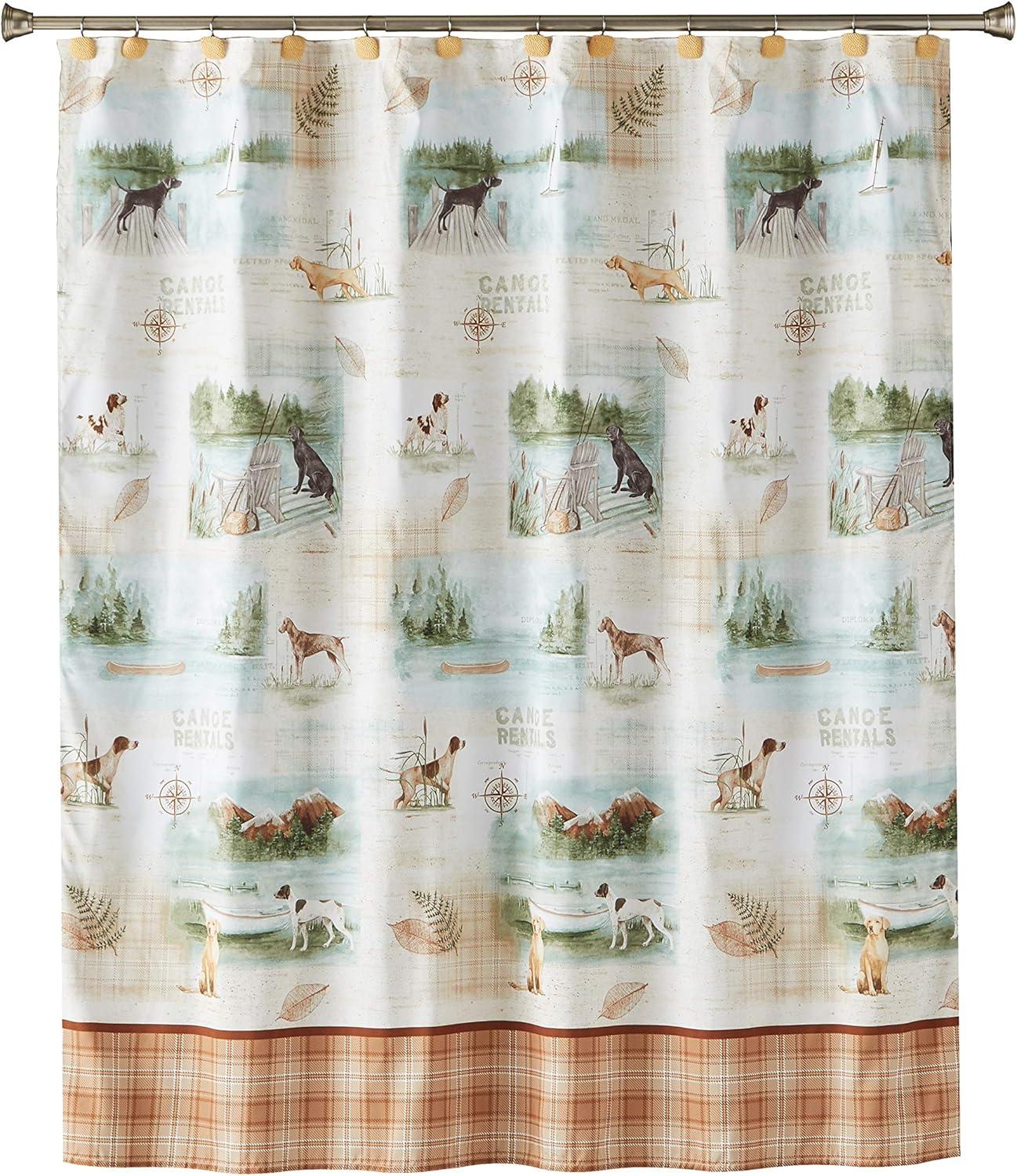Saturday Knight Ltd Adirondack Dogs Nature Life Fabric Bath Shower Curtain - 70x72", Multi