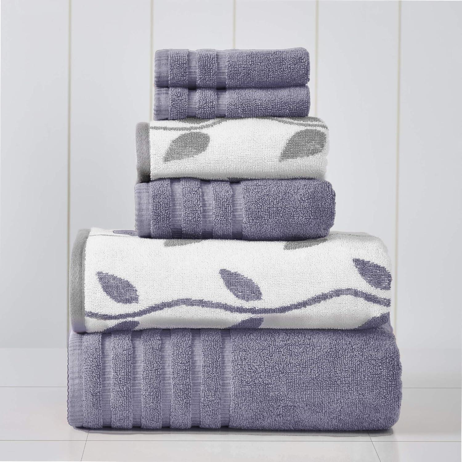 Organic Cotton Grey Lavender 6-Piece Towel Set