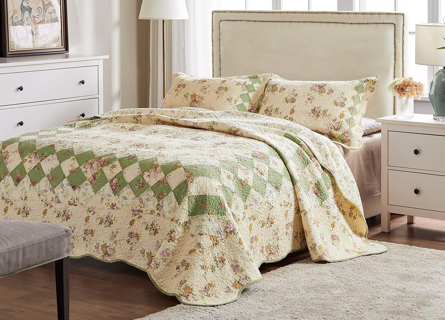 Bliss Multicolor Standard Cotton Reversible Farmhouse Quilt Set