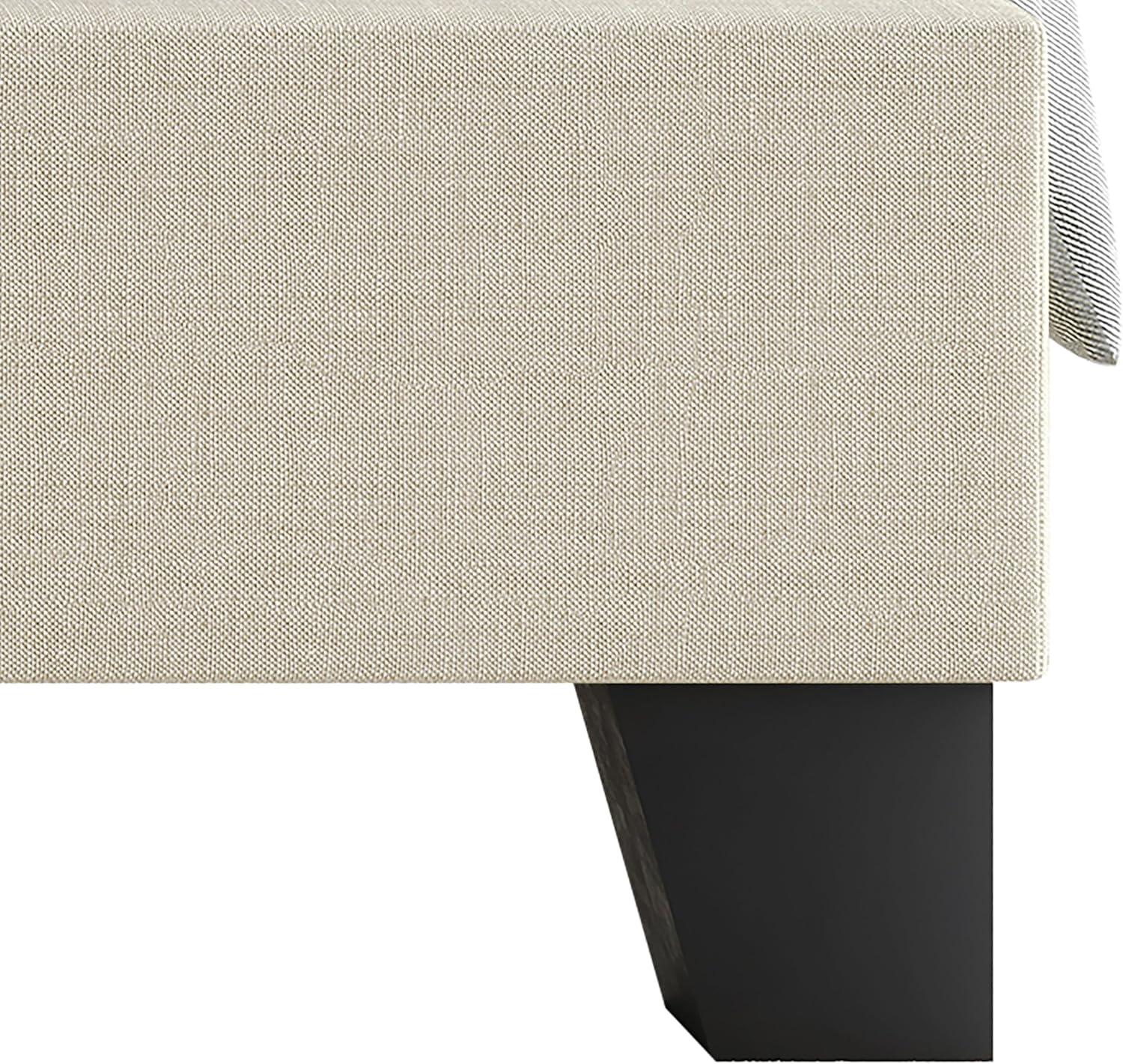 Flash Furniture Hollis Queen Upholstered Platform Bed with Wingback Headboard, No Box Spring Needed, Beige Faux Linen