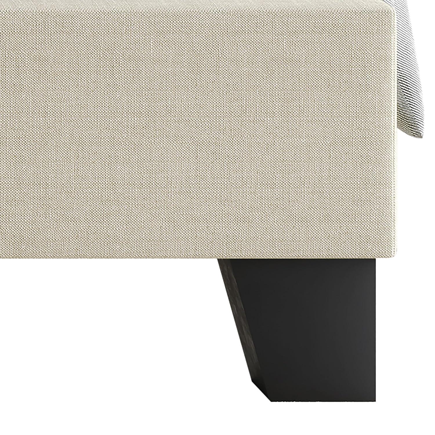 Flash Furniture Hollis Queen Upholstered Platform Bed with Wingback Headboard, No Box Spring Needed, Beige Faux Linen