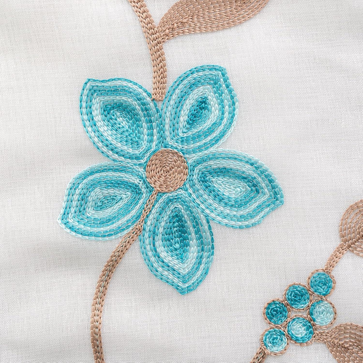 Red Barrel Studio® Embroidery Sheer Curtain 2 Panels Set Luxury Window Curtain Attached Valance With Satin Backing And 2 Tie Backs