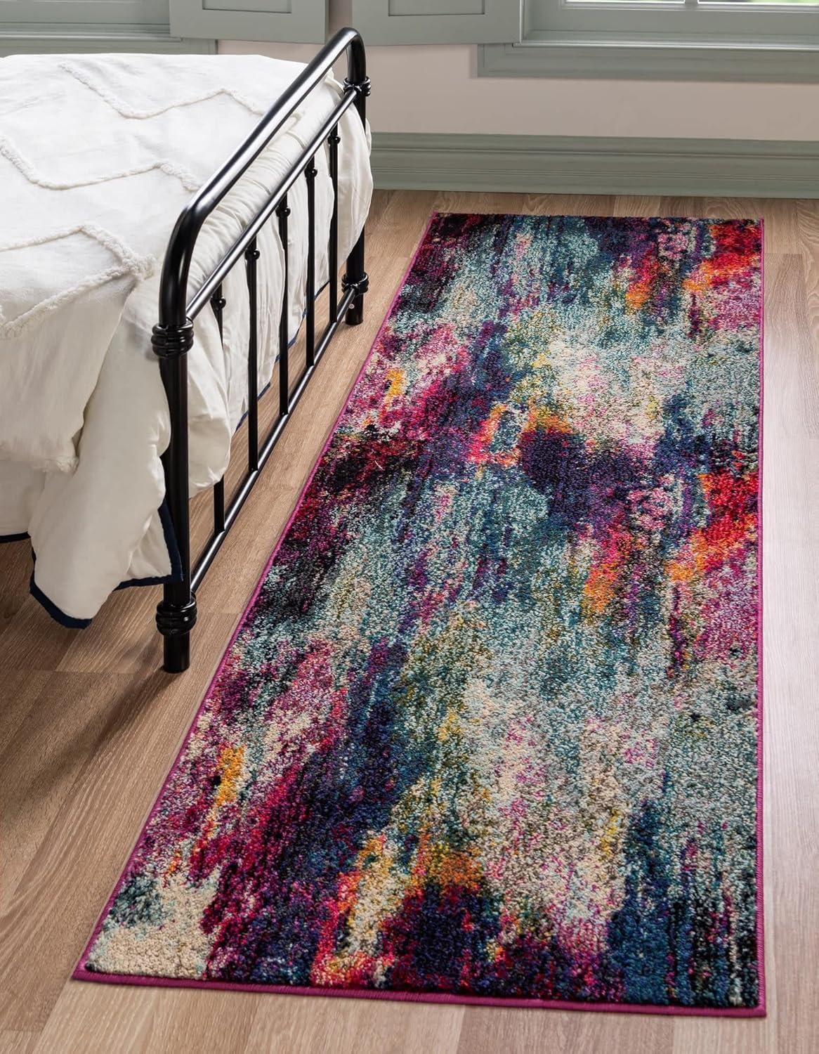 Chromatic Sunset Abstract Colorful Indoor Runner Rug