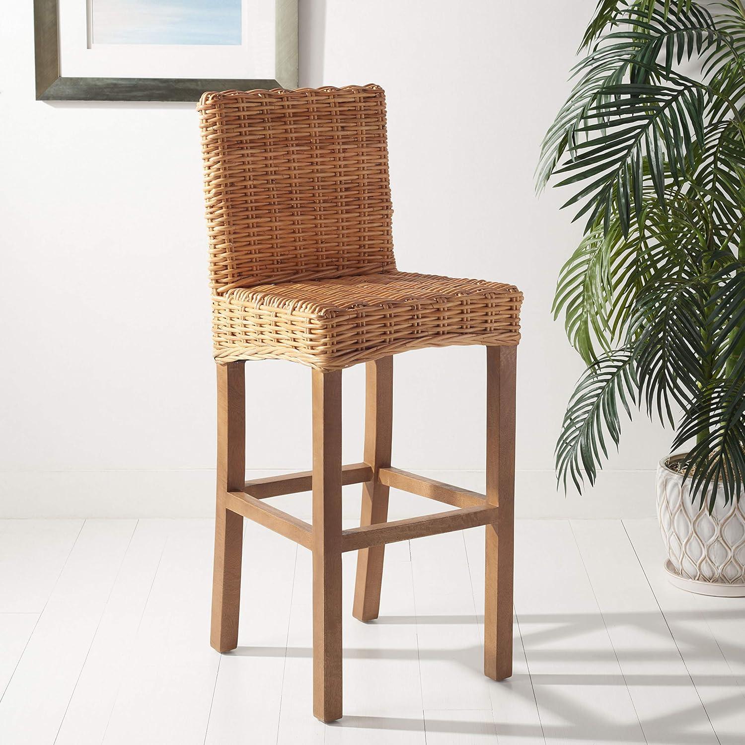 Tobie Rattan Bar Stool - BST6500 - Natural/Golden Brown - Safavieh