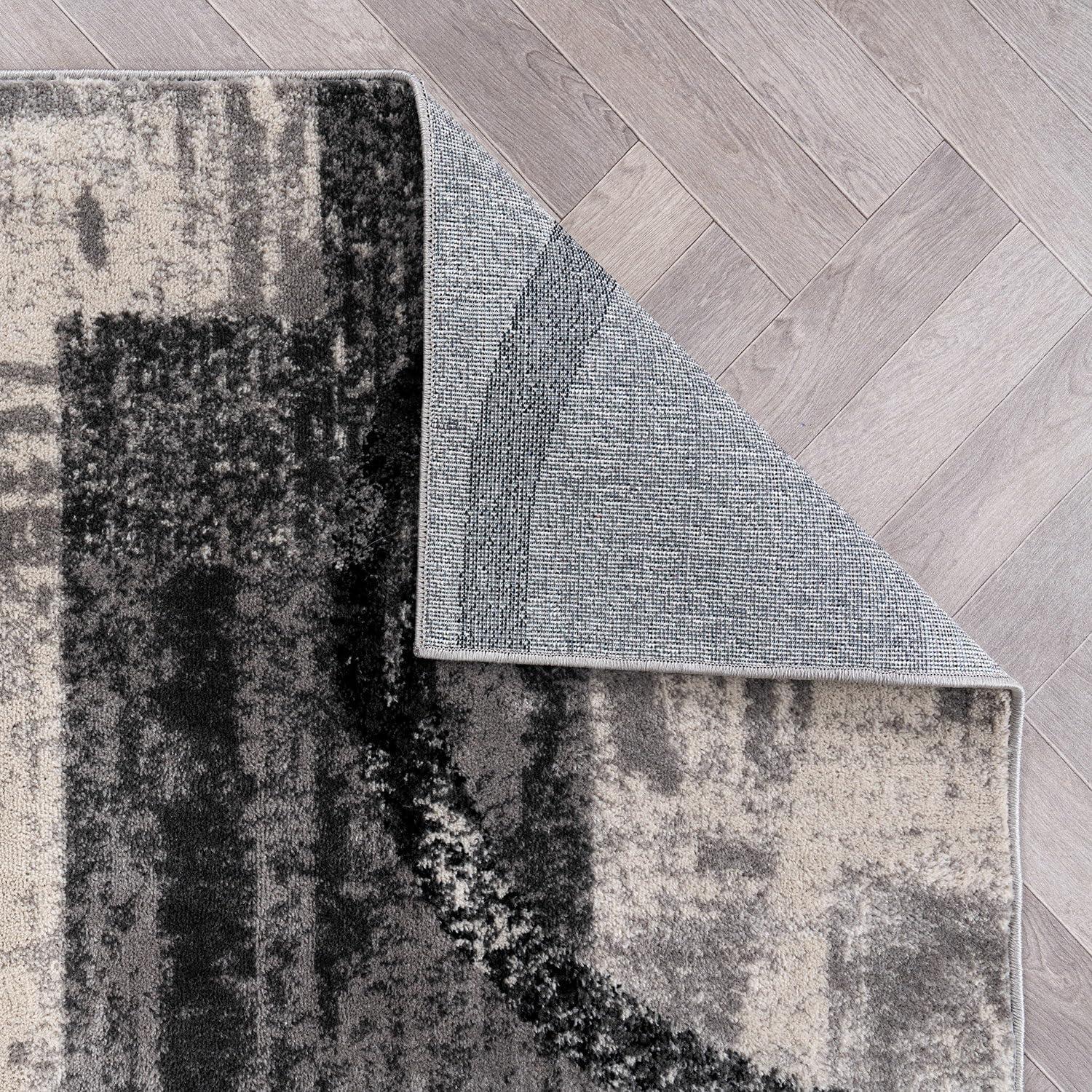 Contemporary Abstract Circle Design Cream 10 ft. x 14 ft. Indoor Area Rug