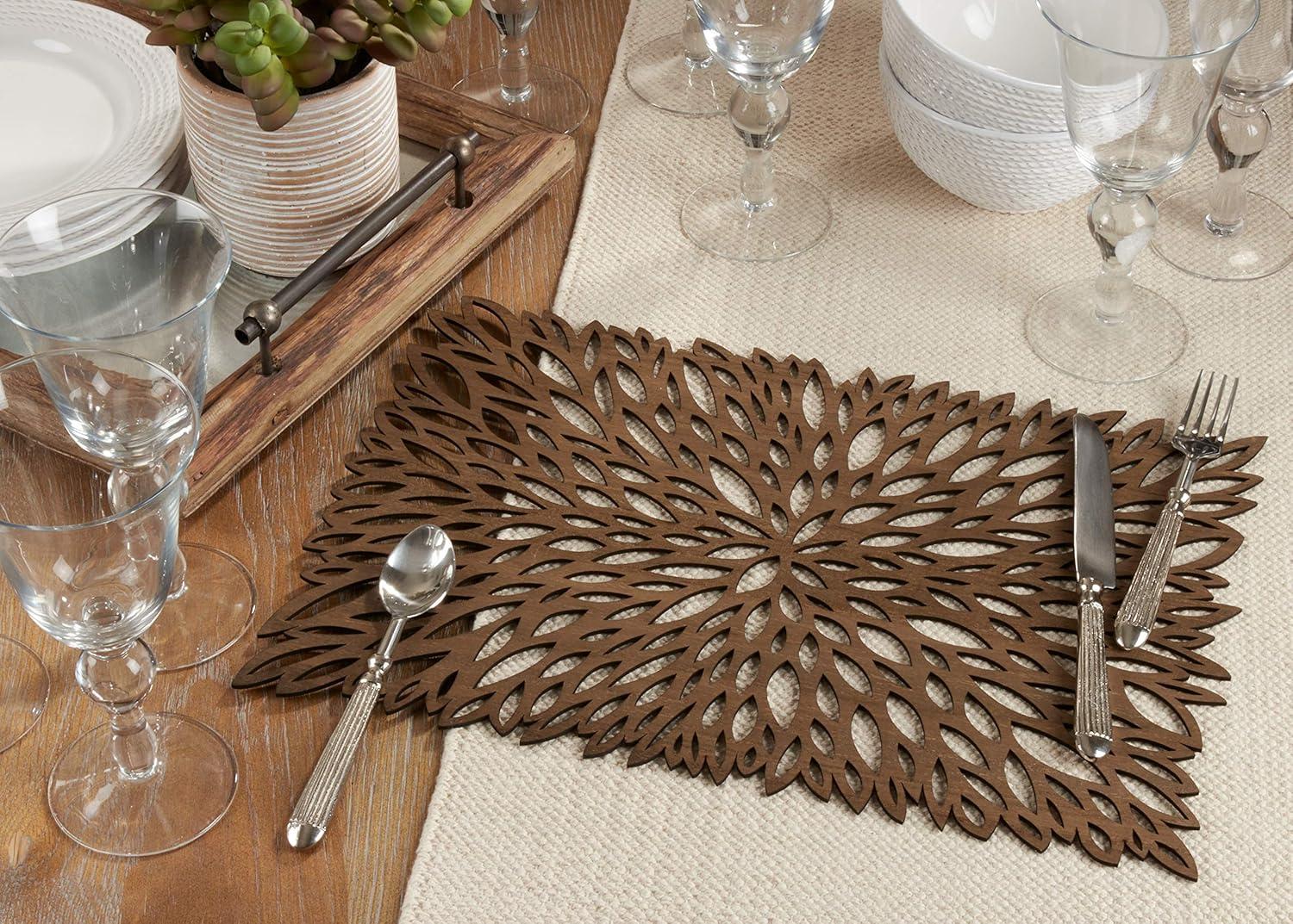 Saro Laser Cut Placemat Collection Floral Rectangle Placemat (Set of 4)