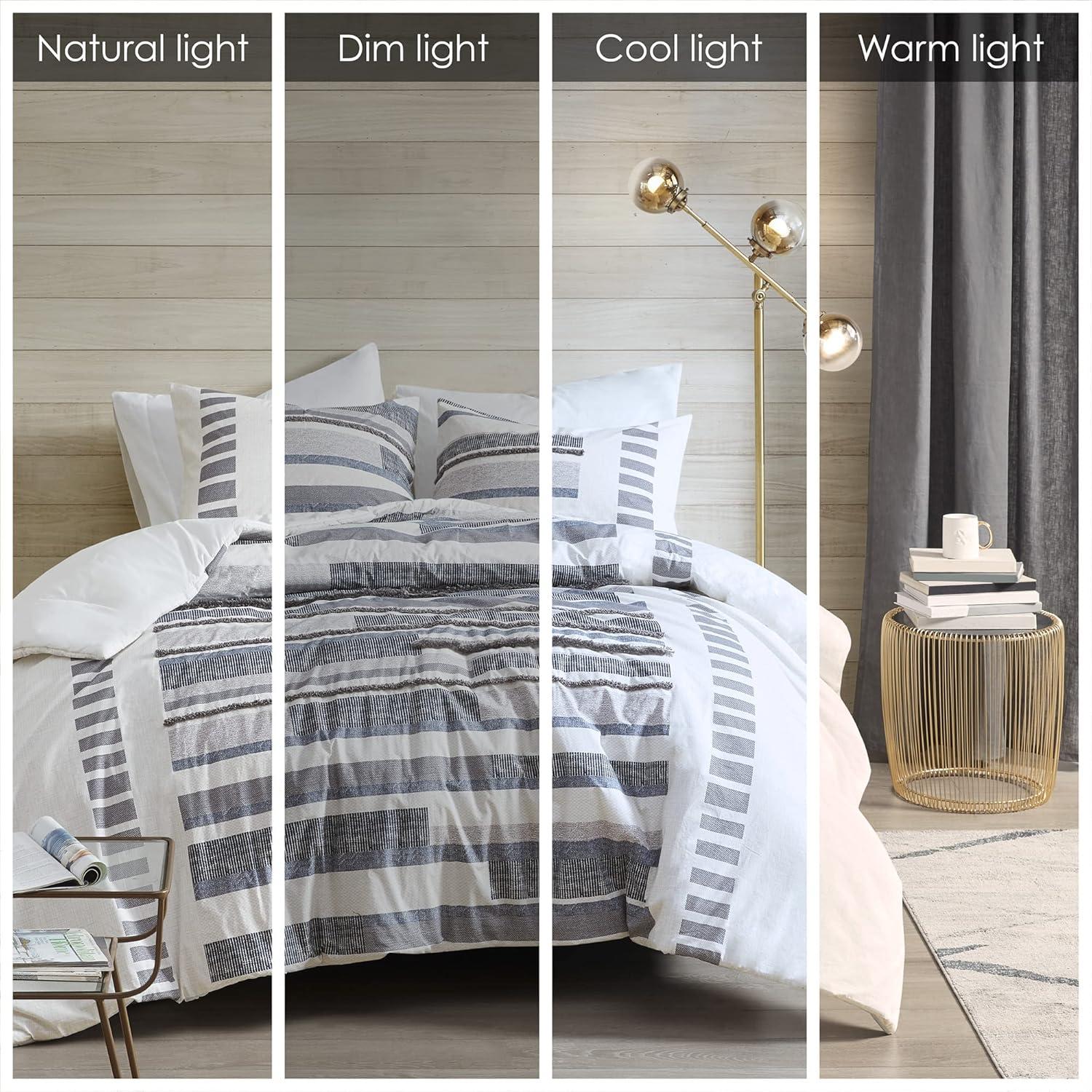 INK+IVY Serena Navy/Gray Standard Cotton 3 Piece Comforter Set