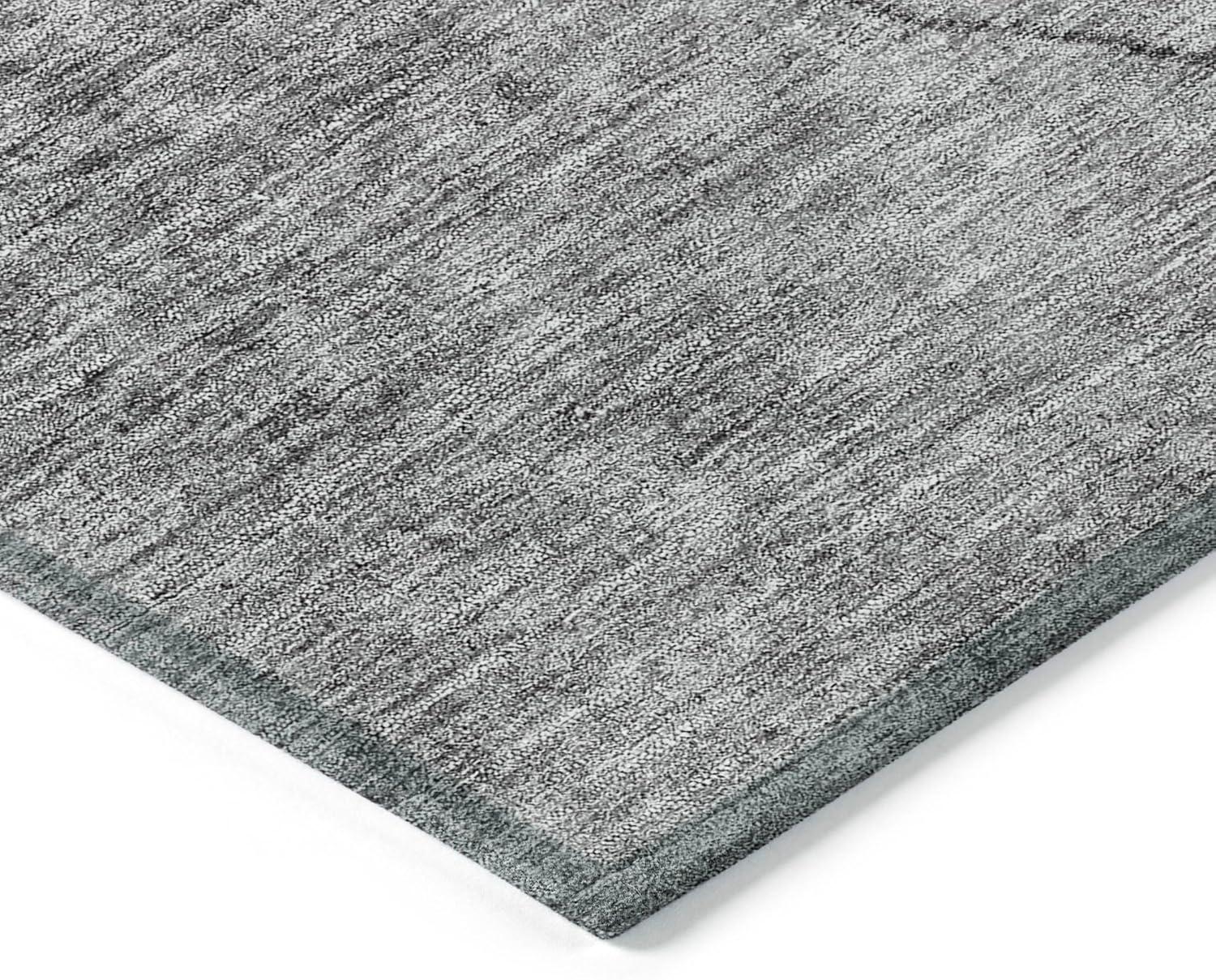 Gray Round Synthetic Flat Woven Washable Area Rug