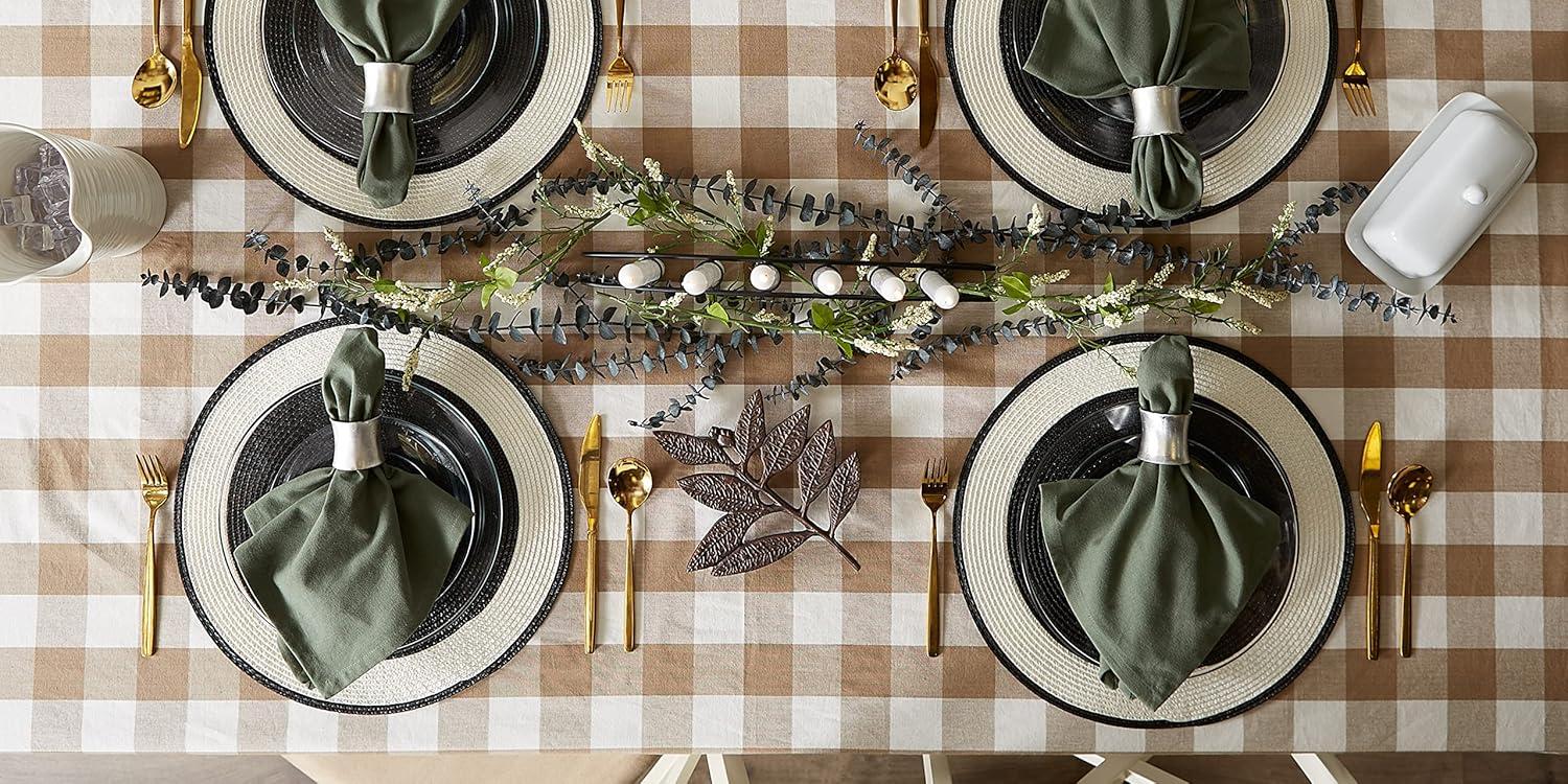 Design Imports CAMZ12420 60 x 120 in. Stone Buffalo Check Tablecloth