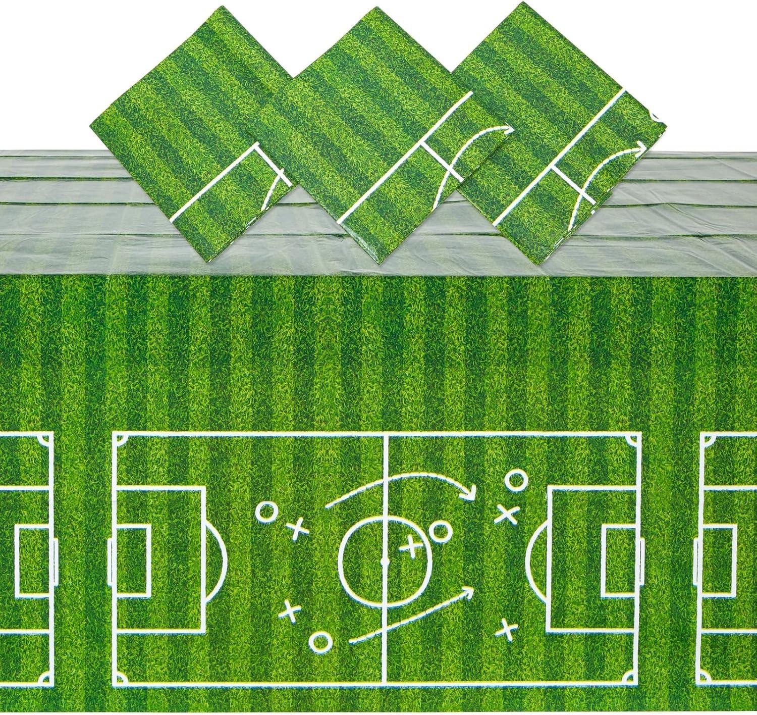 Blue Panda 3 Pack Grass Table Cloth, Sports Themed Birthday Party Supplies, 54x108 in