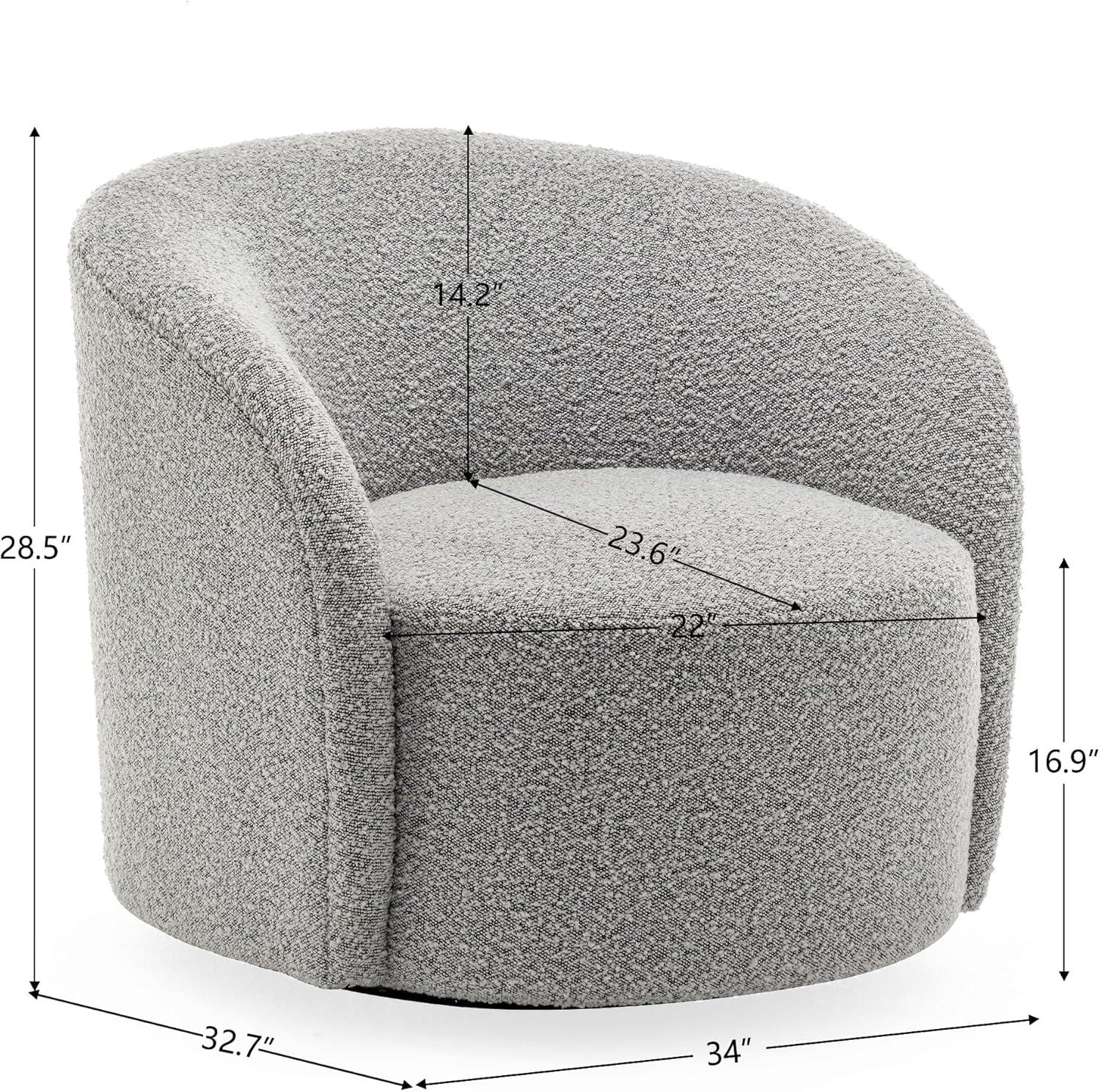 Charleah 34" Wide Boucle Upholstered Swivel Barrel Chair