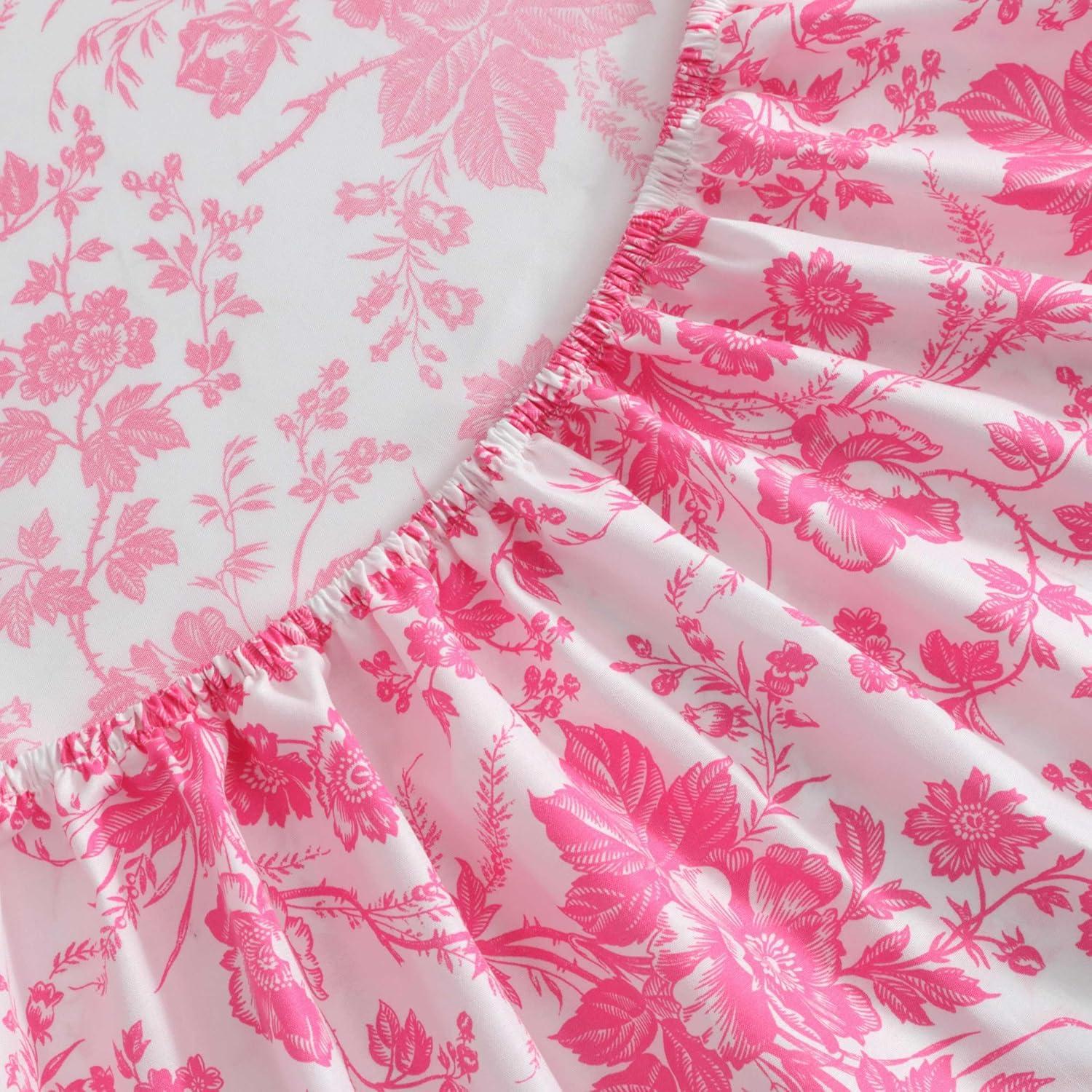 Pink Floral Twin Microfiber Sheet Set