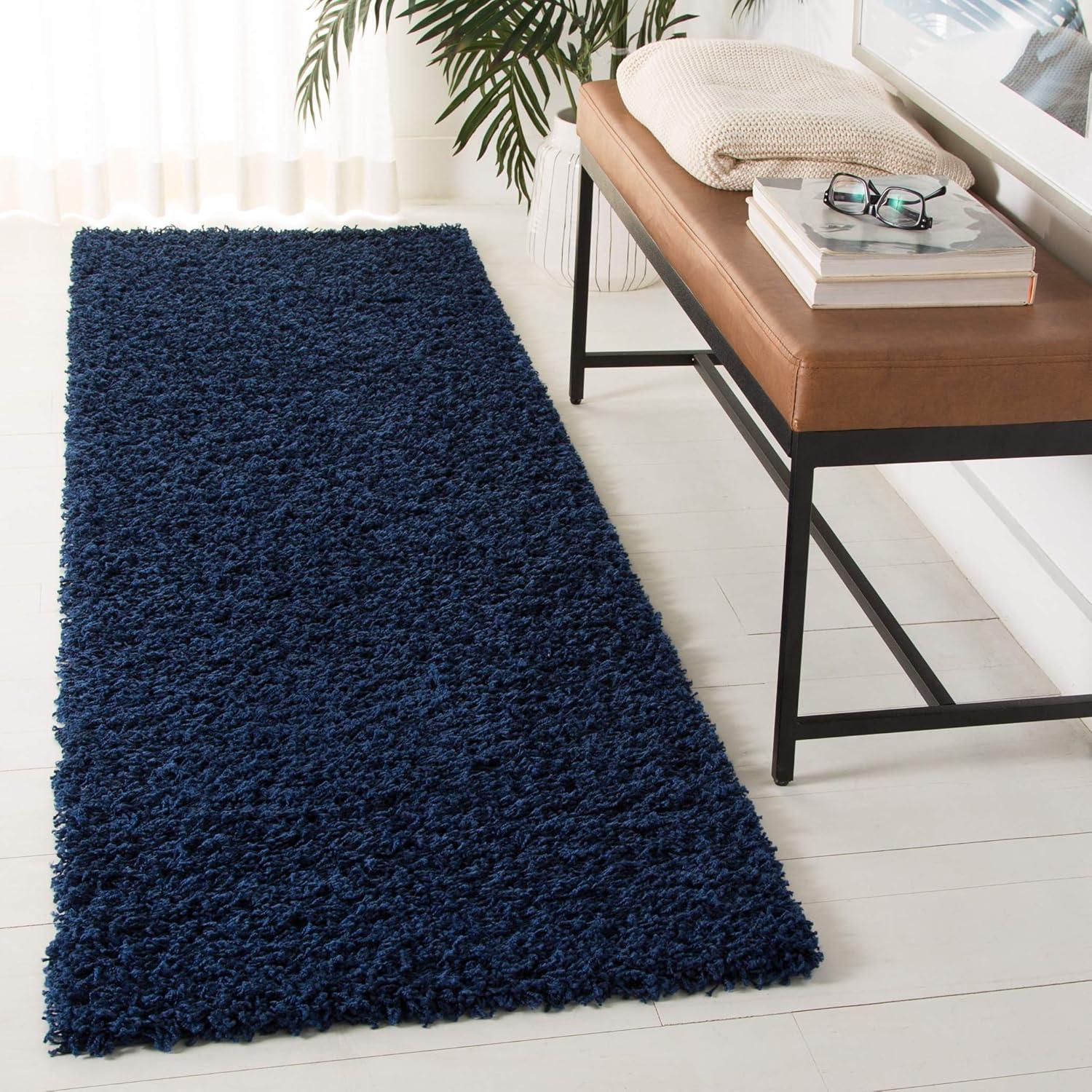 Athens Shag SGAS119 Power Loomed Indoor Runner Rug - Navy - 2'3"x8' - Safavieh.