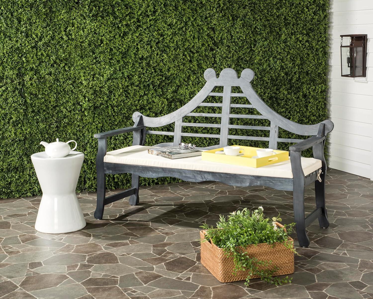 Azusa Ash Gray and Beige Transitional Outdoor Bench