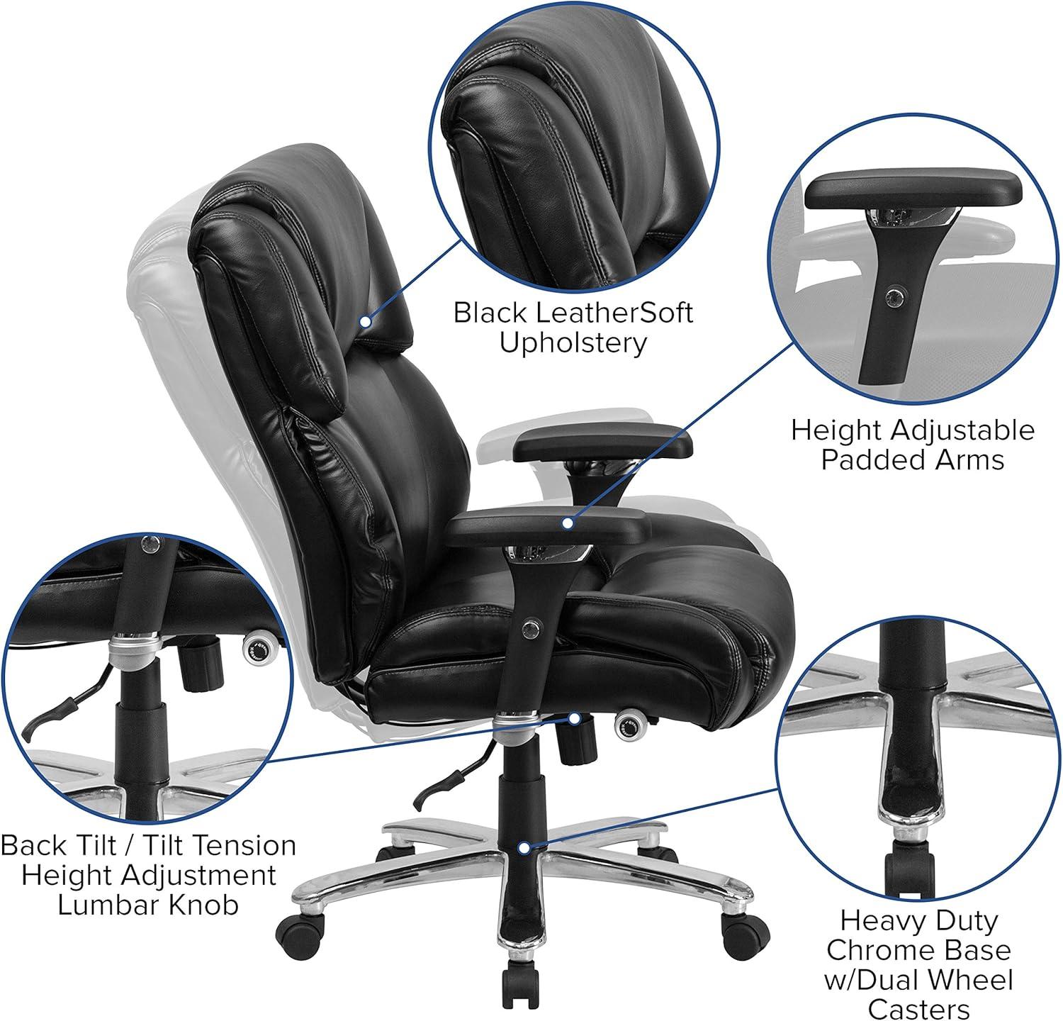 Flash Furniture HERCULES Series 24/7 Intensive Use Big & Tall 400 lb. Rated Executive Swivel Ergonomic Office Chair with Lumbar Knob and Tufted Headrest & Back