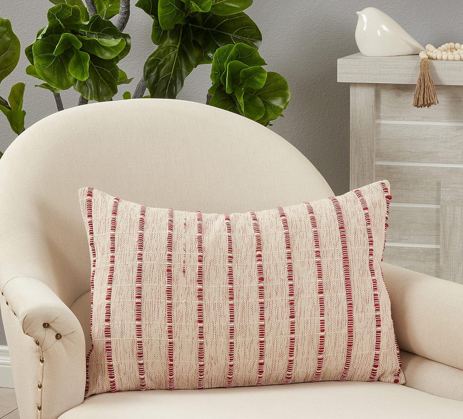Saro Coralee Collection Striped Cotton Pillow Cover