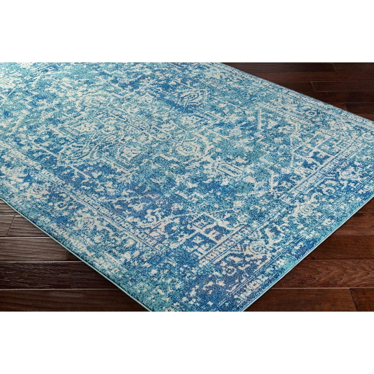 Livabliss 5'3"x7'3" Worsham Traditional Rug Teal: Medium Pile, Fade & Stain-Resistant, Indoor Use