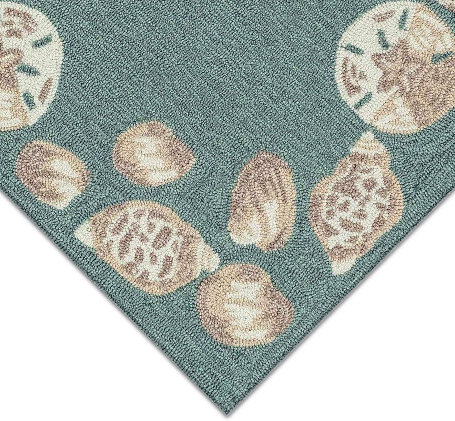 Liora Manne Capri Seashell Border Indoor Outdoor Area Rug Aqua